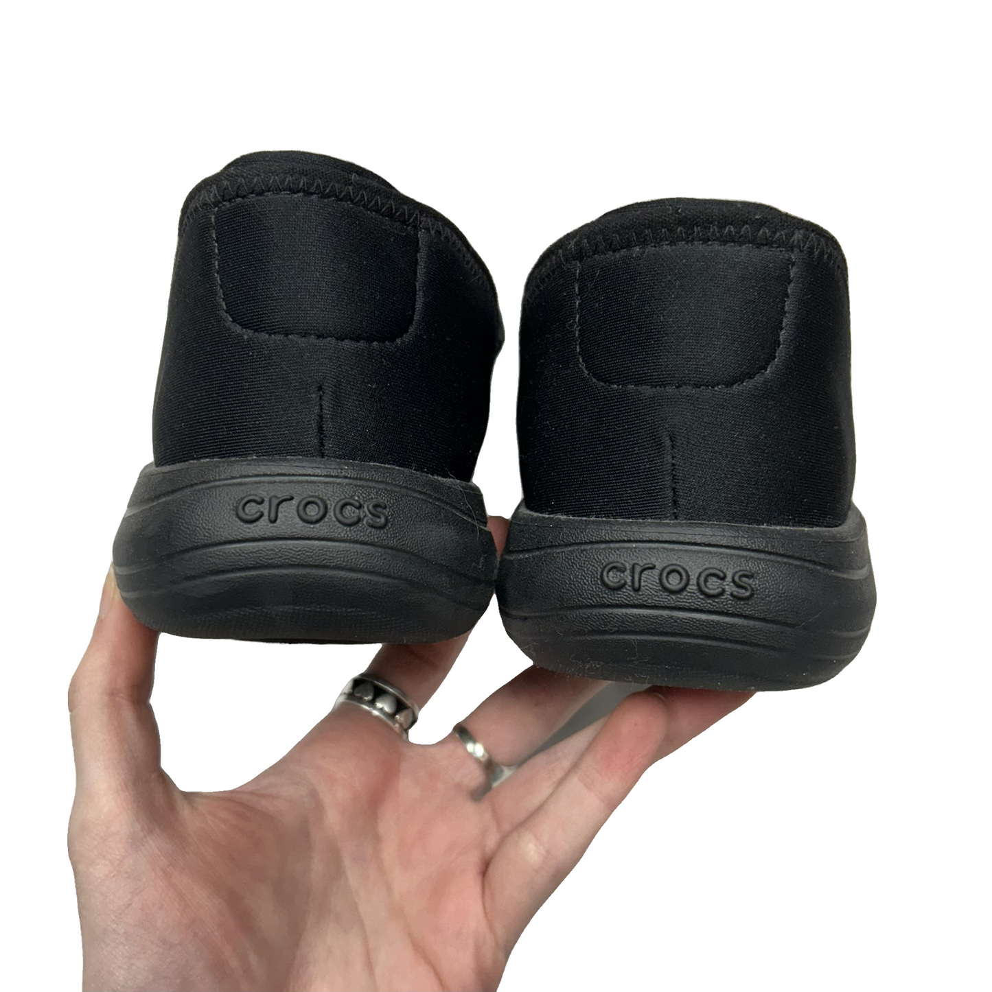 Shoes Sneakers By Crocs In Black, Size: 9