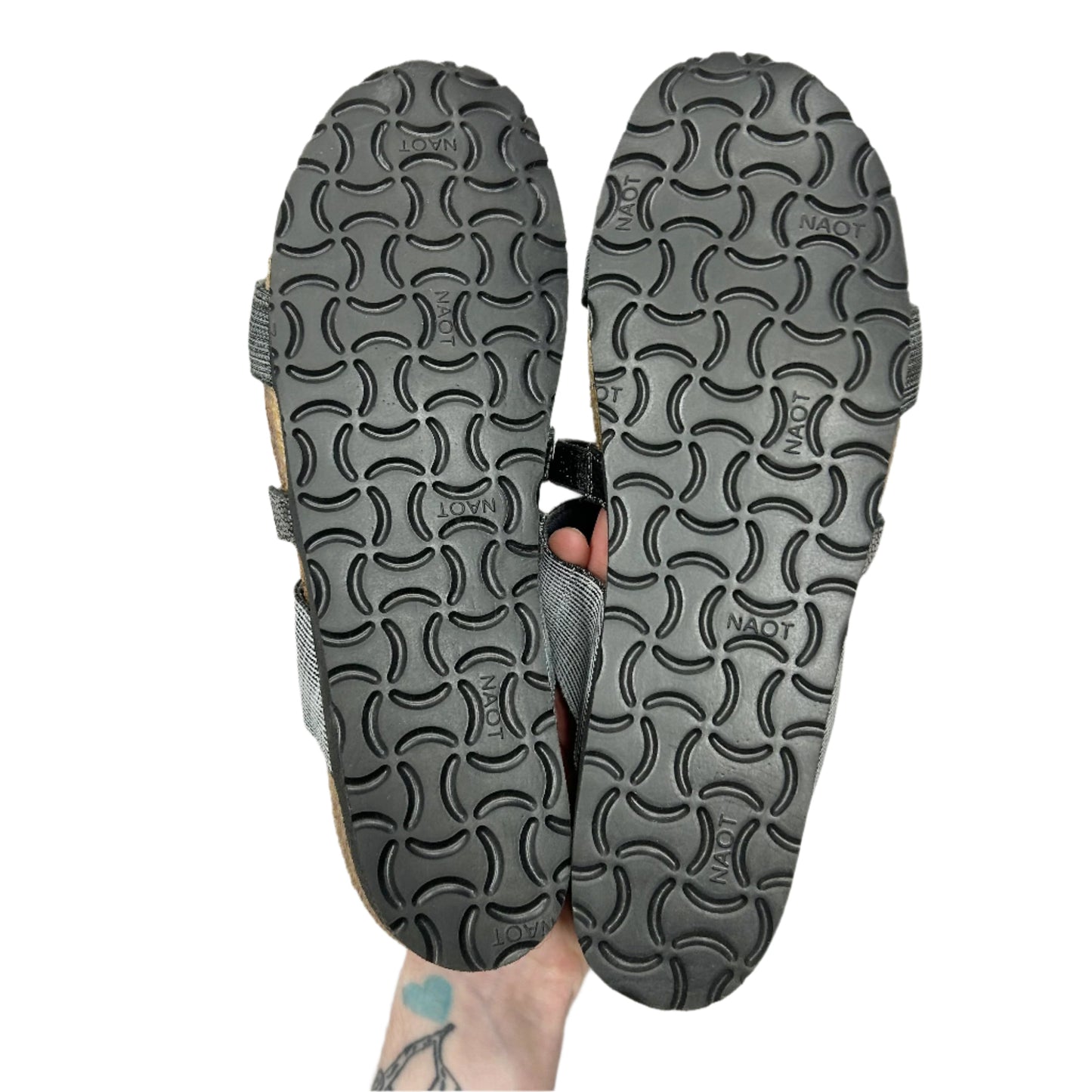 Sandals Heels Wedge By Naot In Black & Grey, Size: 10