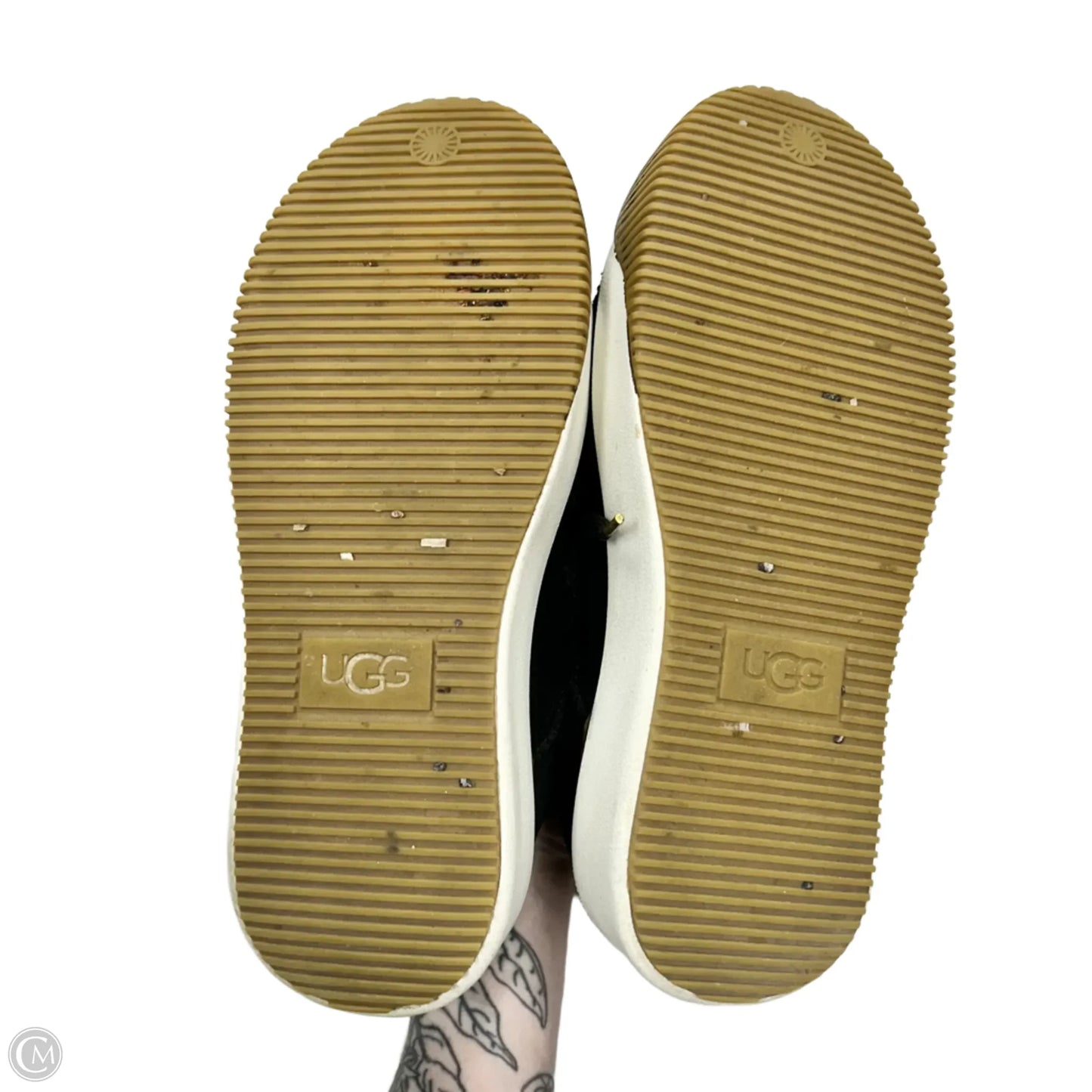 Shoes Designer By Ugg In Black & Gold, Size: 9.5