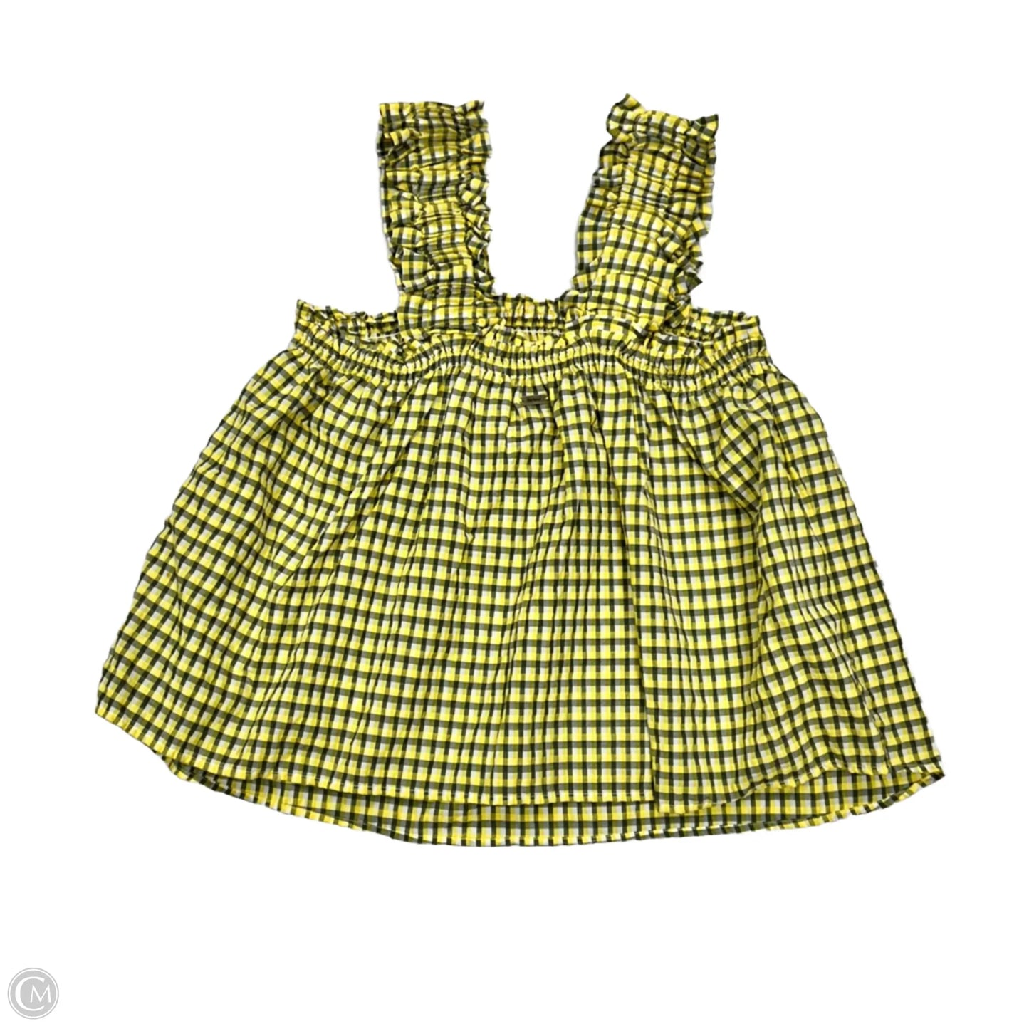 Top Sleeveless By Barbour In Grey & Yellow, Size: M