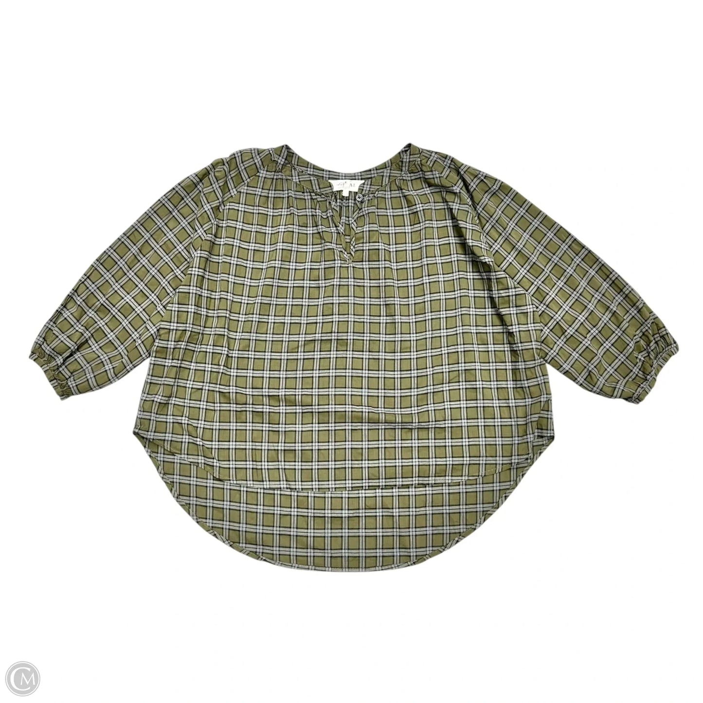 Top Long Sleeve By The Great. In Green & Grey, Size: M