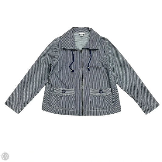 Jacket Denim By Christopher And Banks In Striped Pattern, Size: L