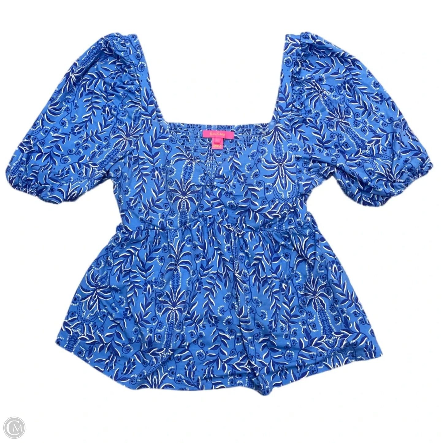 Top Short Sleeve Designer By Lilly Pulitzer In Blue, Size: M