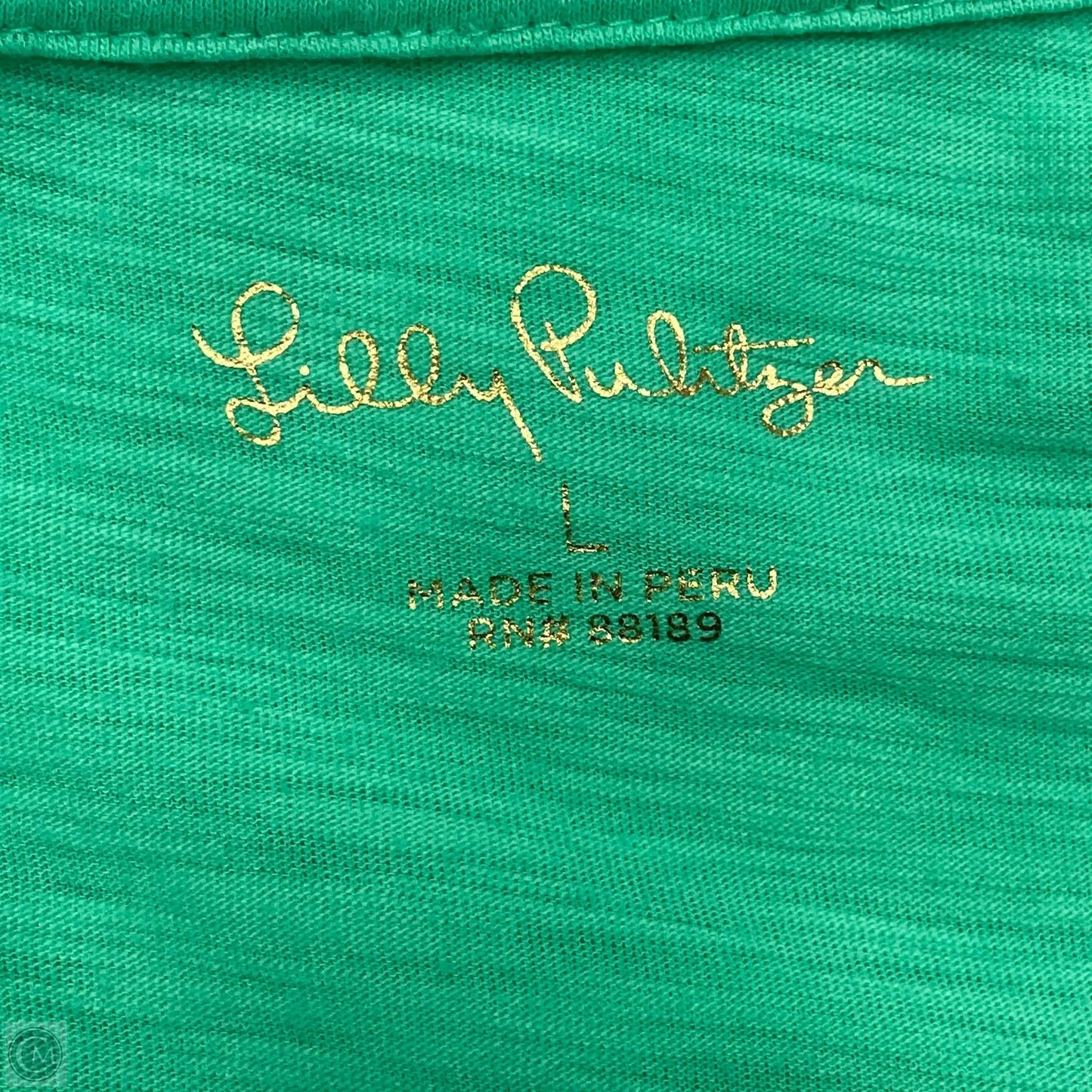 Top Short Sleeve Designer By Lilly Pulitzer In Green, Size: L