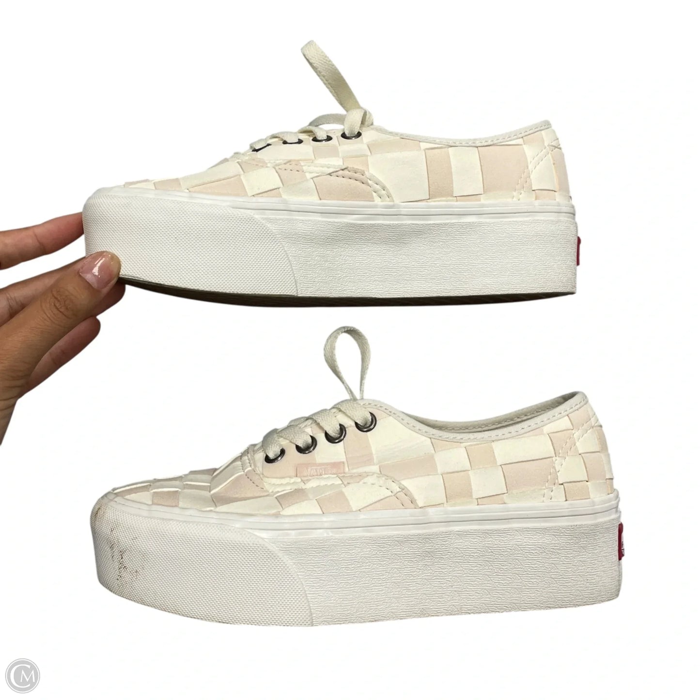 Shoes Sneakers Platform By Vans In Pink & White, Size: 5.5