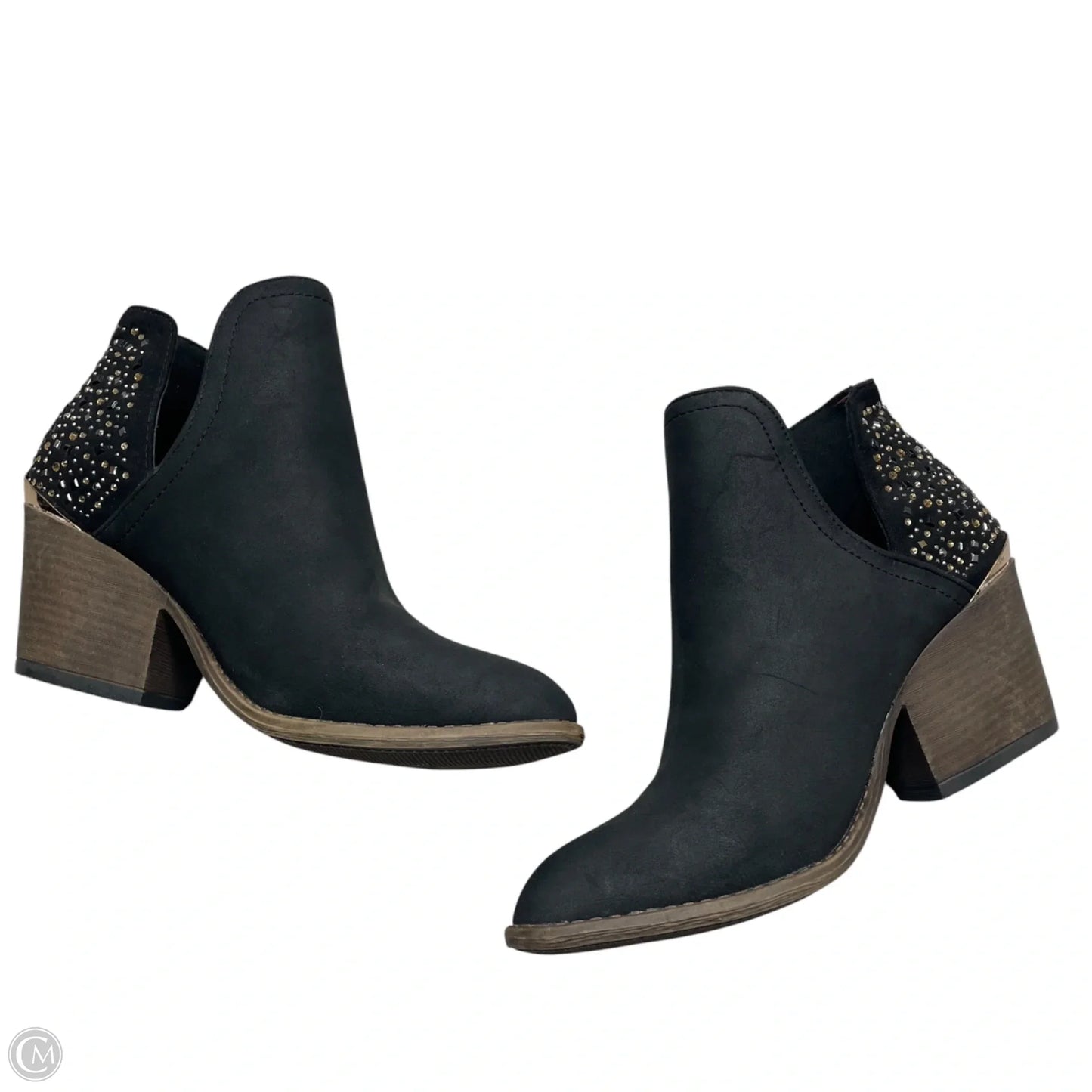 Boots Ankle Heels By Extreme In Black & Gold, Size: 6