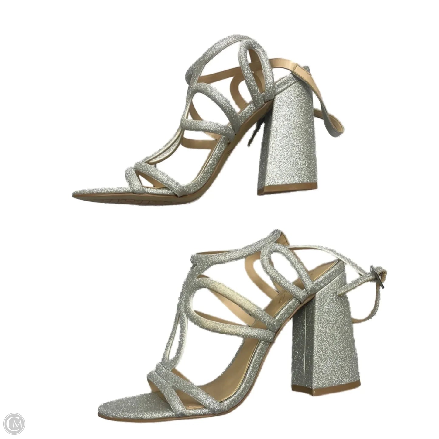 Shoes Heels Block By Badgley Mischka In Silver, Size: 8