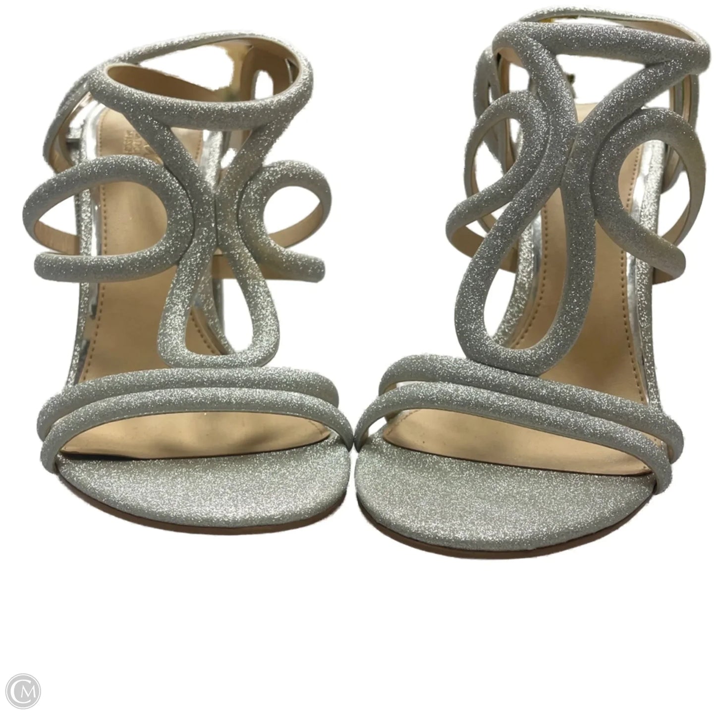 Shoes Heels Block By Badgley Mischka In Silver, Size: 8