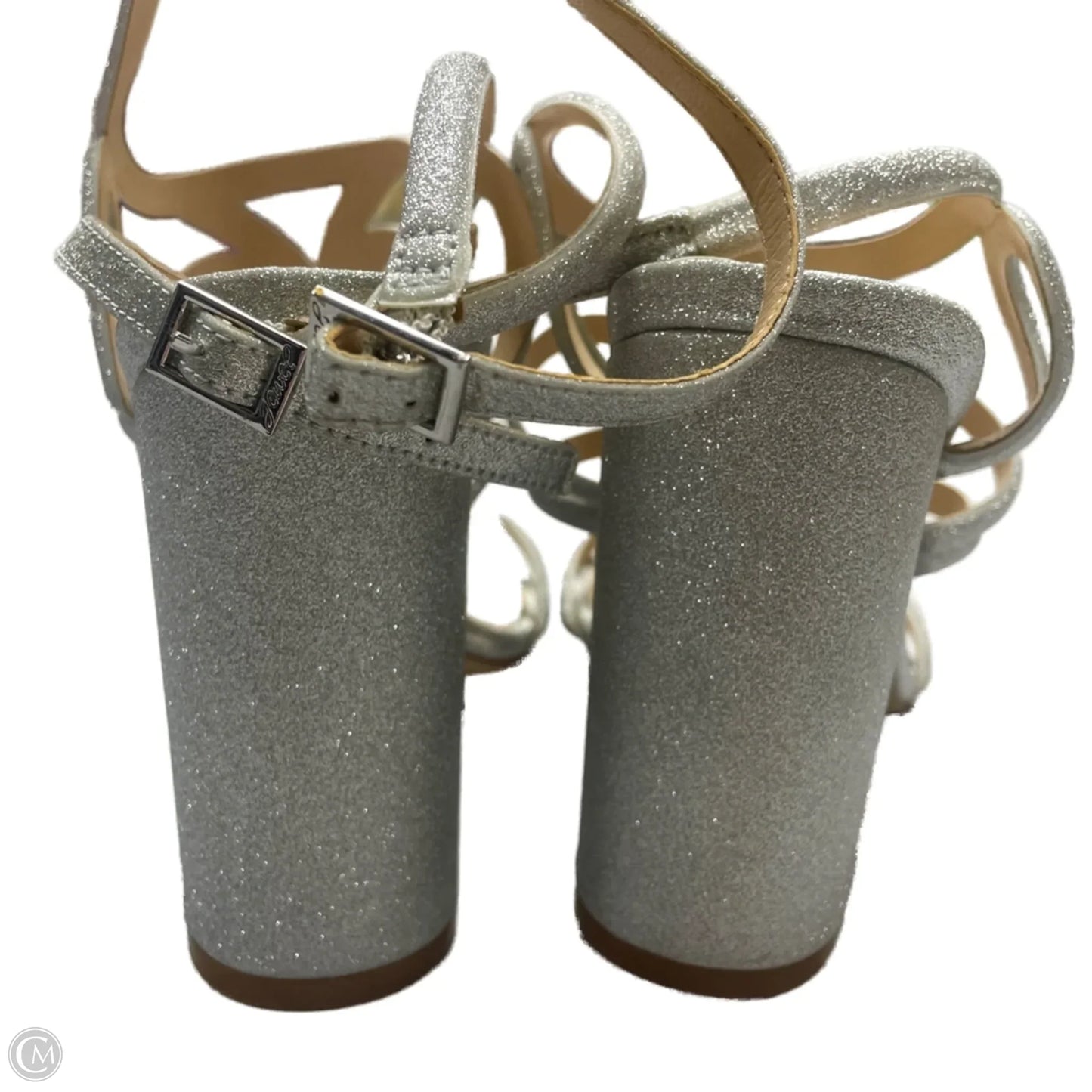 Shoes Heels Block By Badgley Mischka In Silver, Size: 8