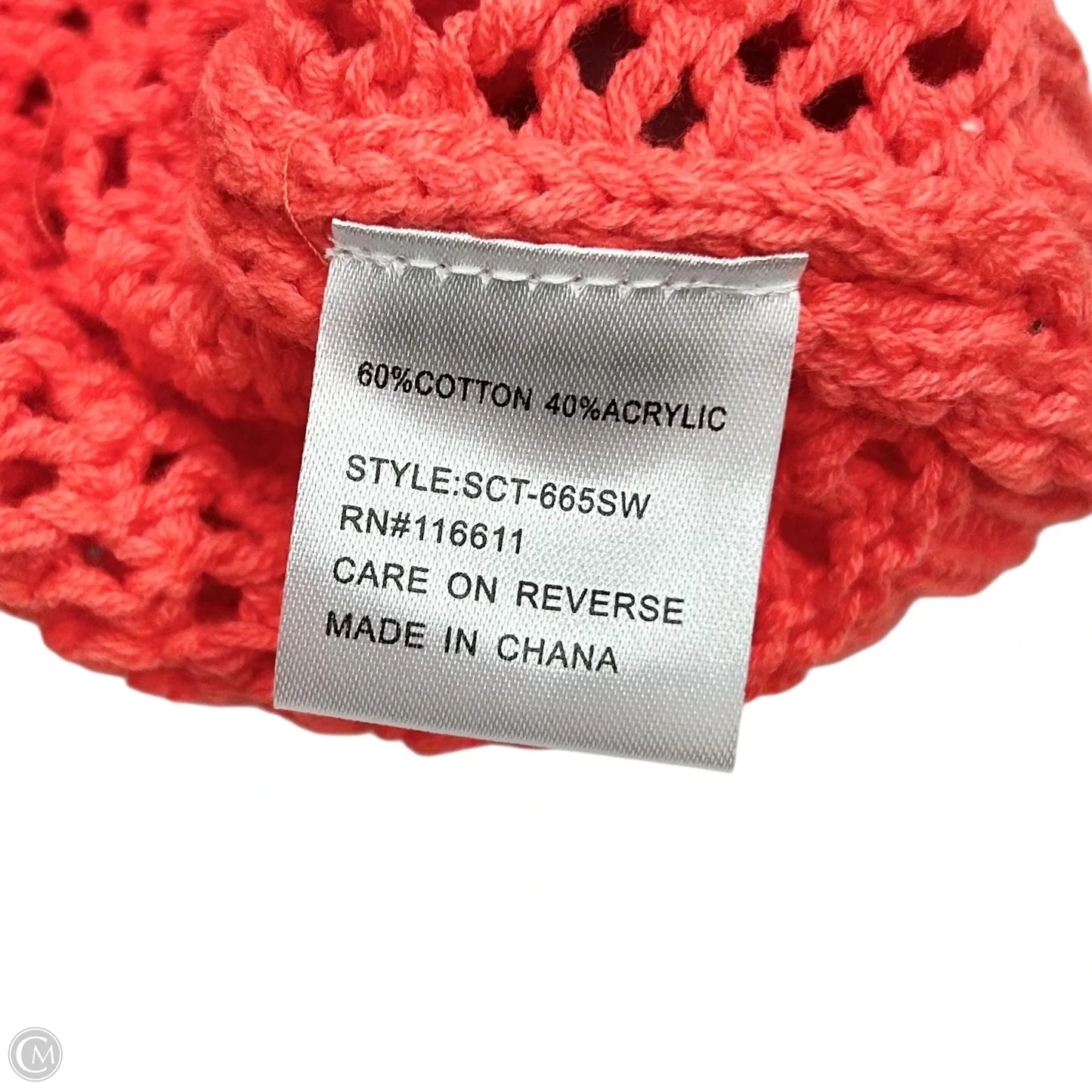 Sweater Short Sleeve By Self Contrast In Coral, Size: Xs