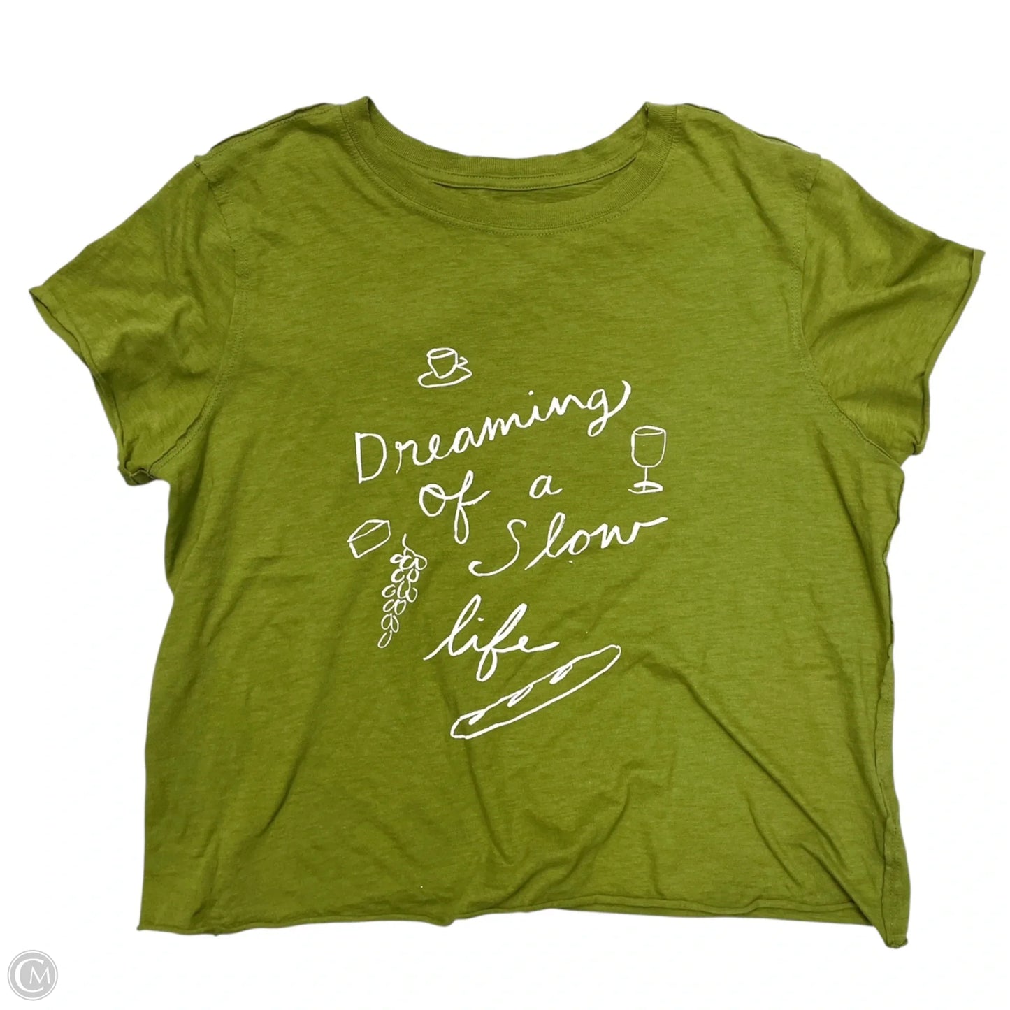 Top Short Sleeve By Maeve In Green & White, Size: M