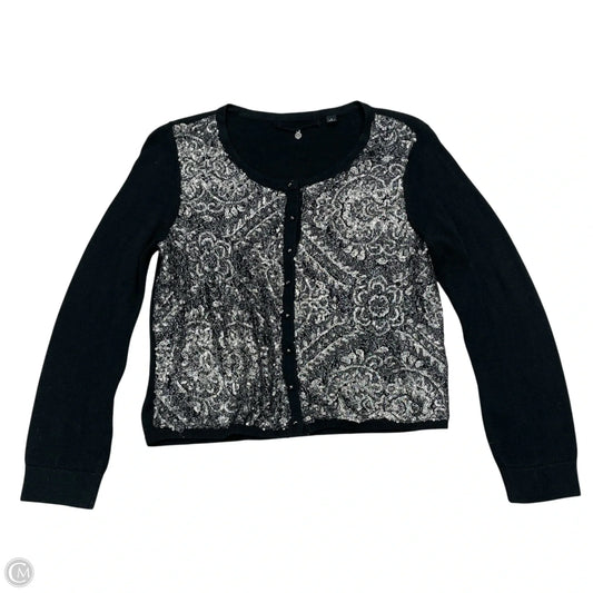 Sweater Cardigan By Knitted And Knotted In Black & Silver, Size: S