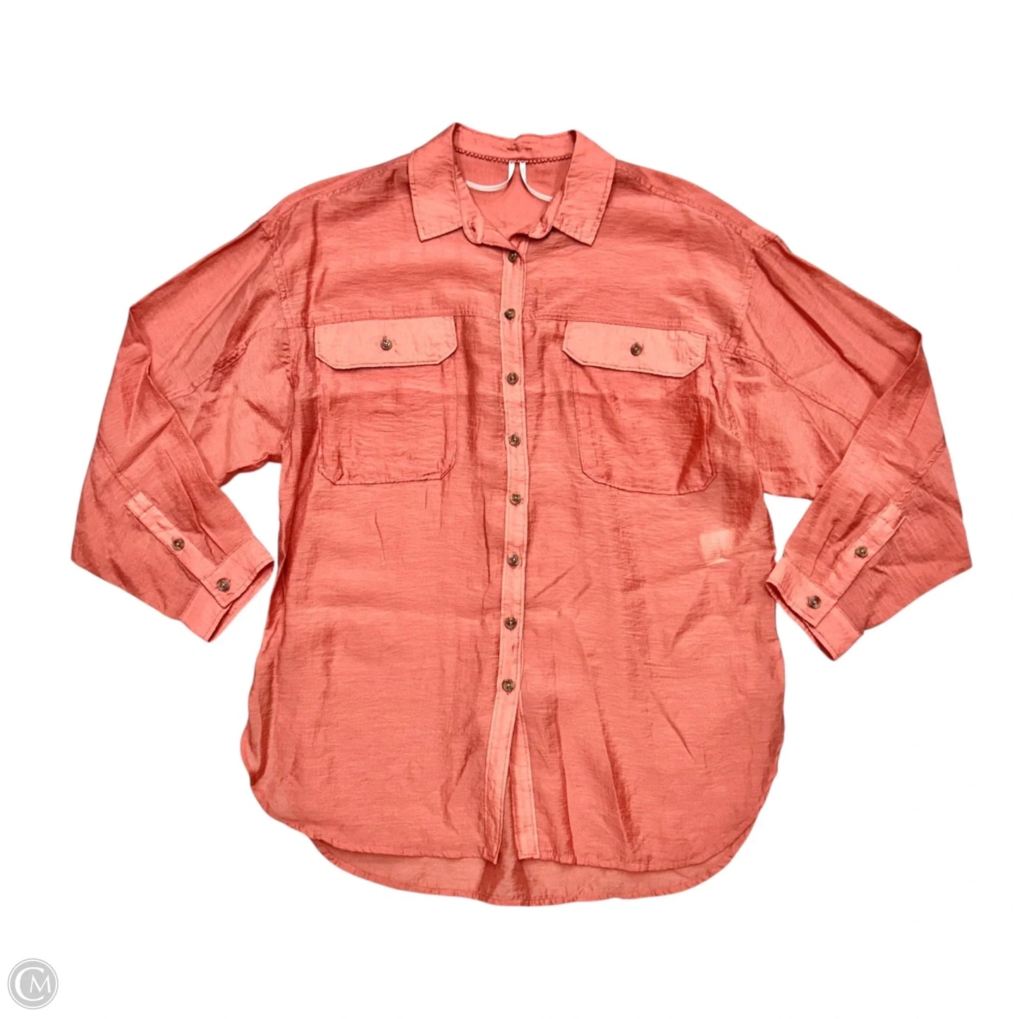 Blouse Long Sleeve By Anthropologie In Peach, Size: M