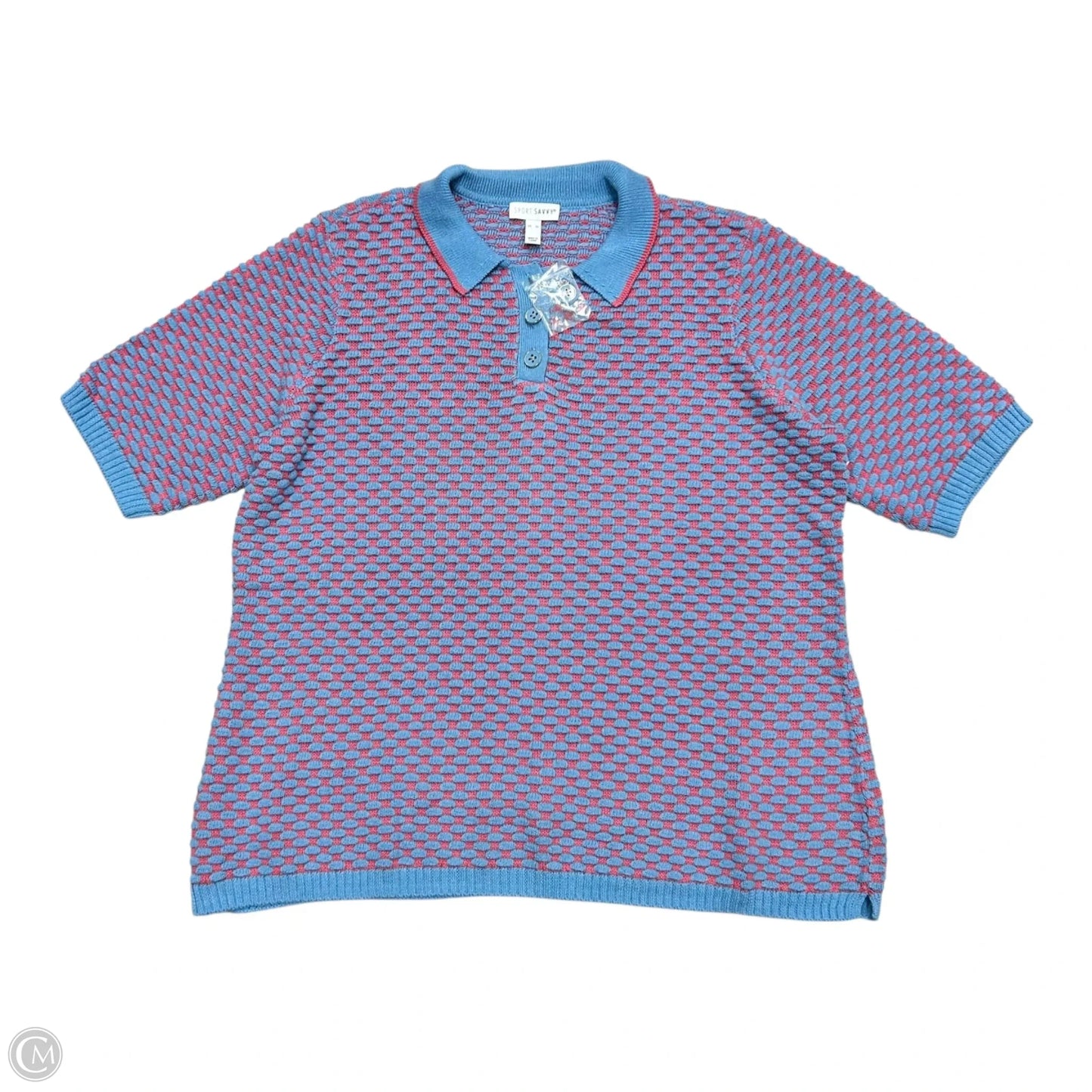 Sweater Short Sleeve By Sport Savvy In Blue & Pink, Size: Xl