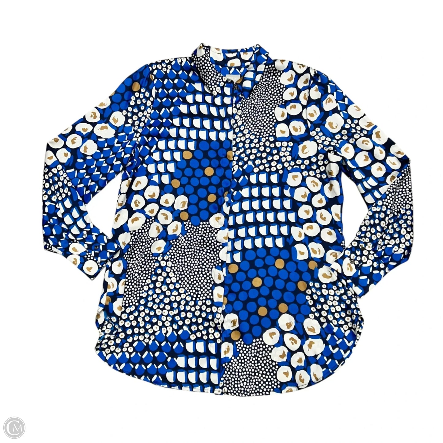 Top Long Sleeve By Chicos In Blue & White, Size: M