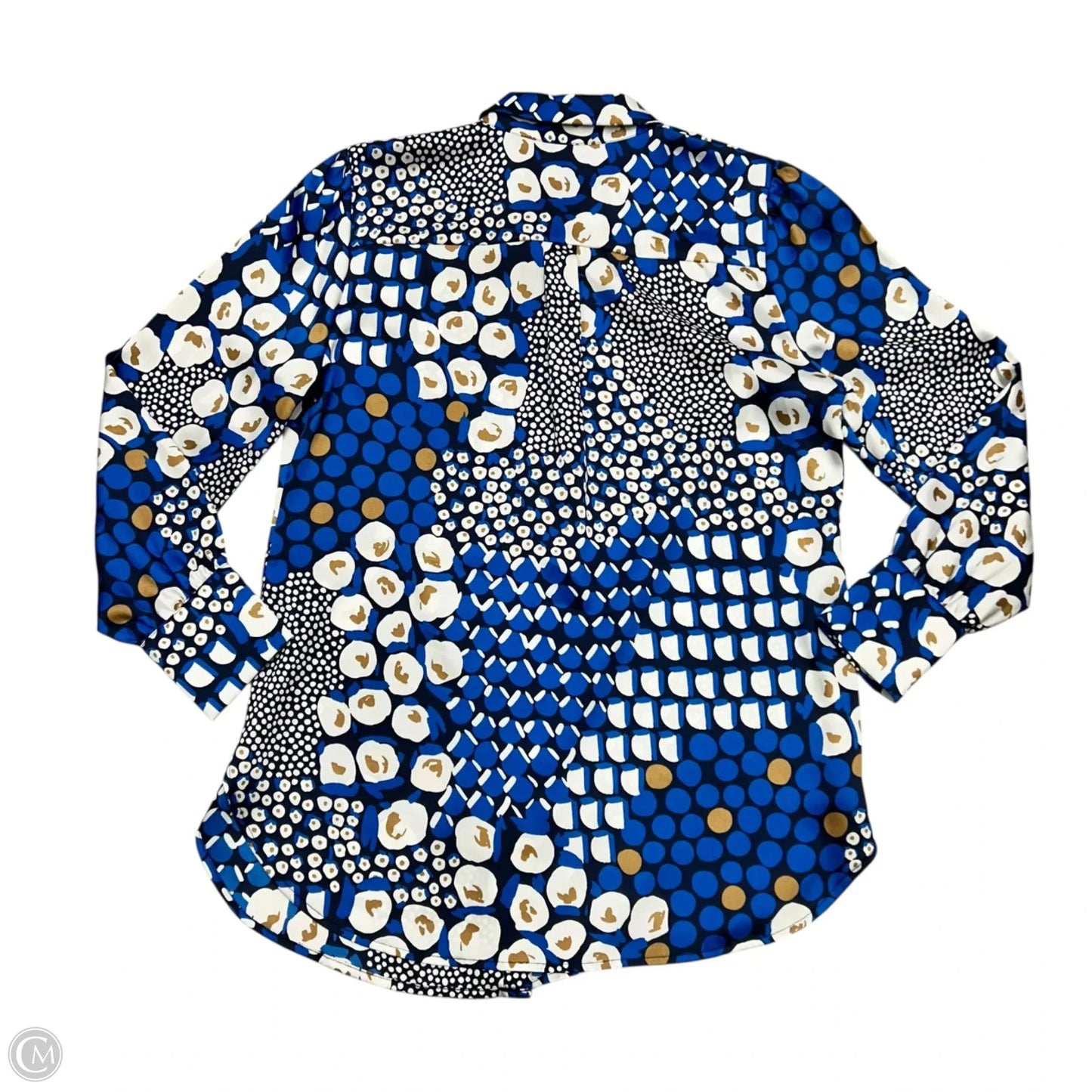 Top Long Sleeve By Chicos In Blue & White, Size: M