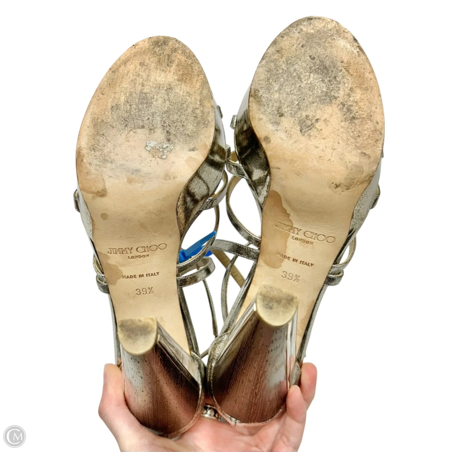 Shoes Luxury Designer By Jimmy Choo In Silver, Size: 9