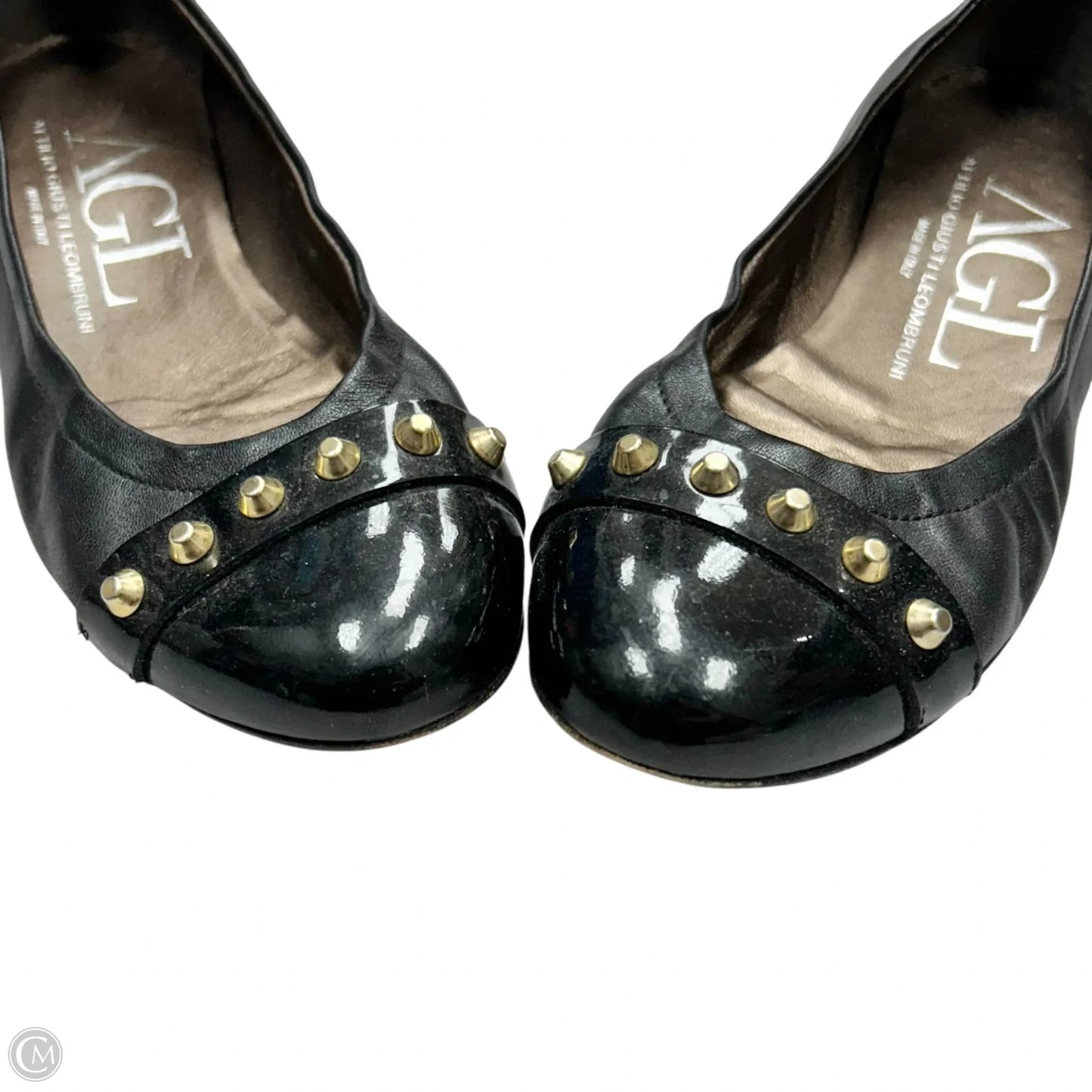 Shoes Flats By Agl In Black & Gold, Size: 6.5