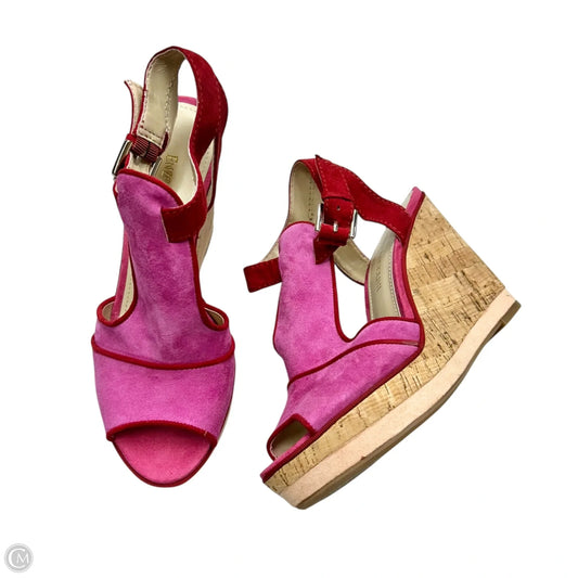 Sandals Heels Block By Enzo Angiolini In Pink & Red, Size: 6