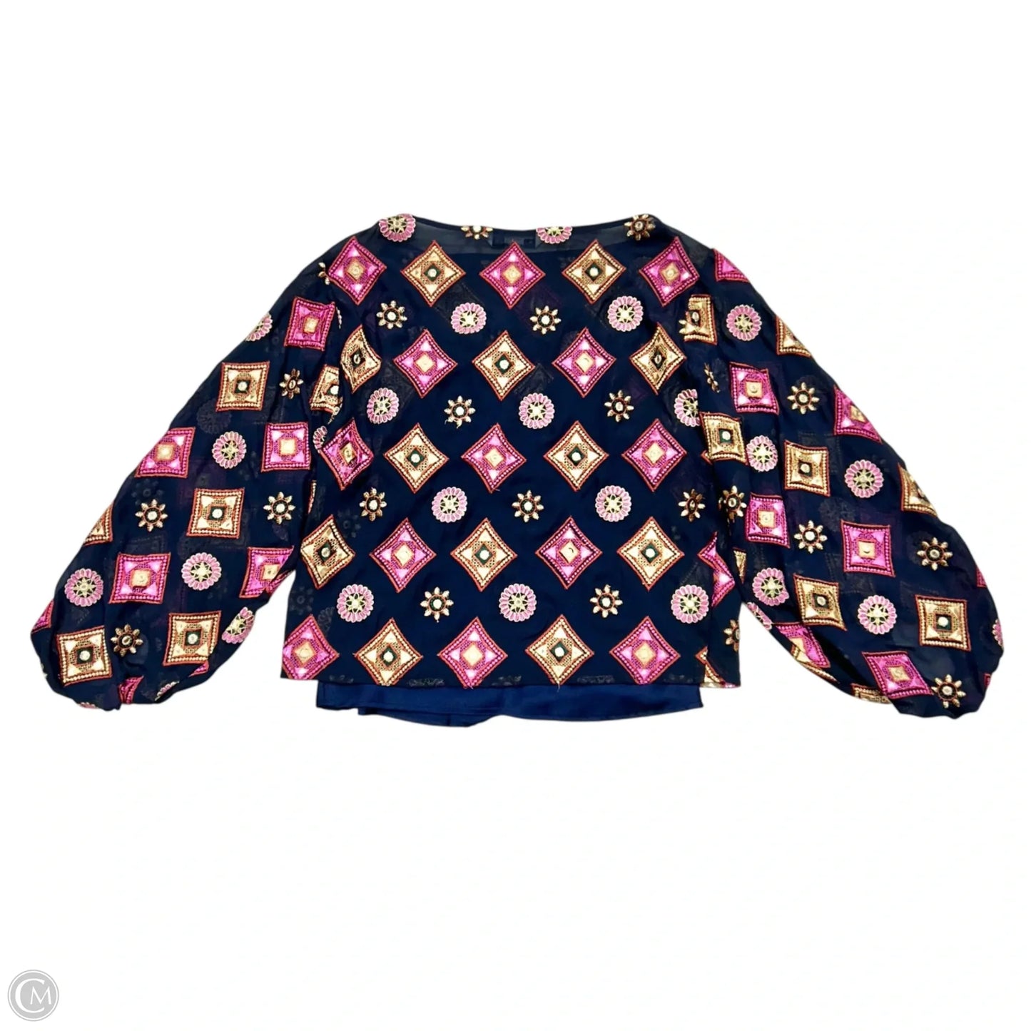 Top Long Sleeve By Trina Turk In Blue & Pink, Size: S