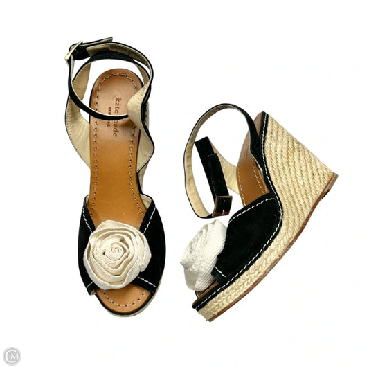 Sandals Designer By Kate Spade In Black & Cream, Size: 6.5