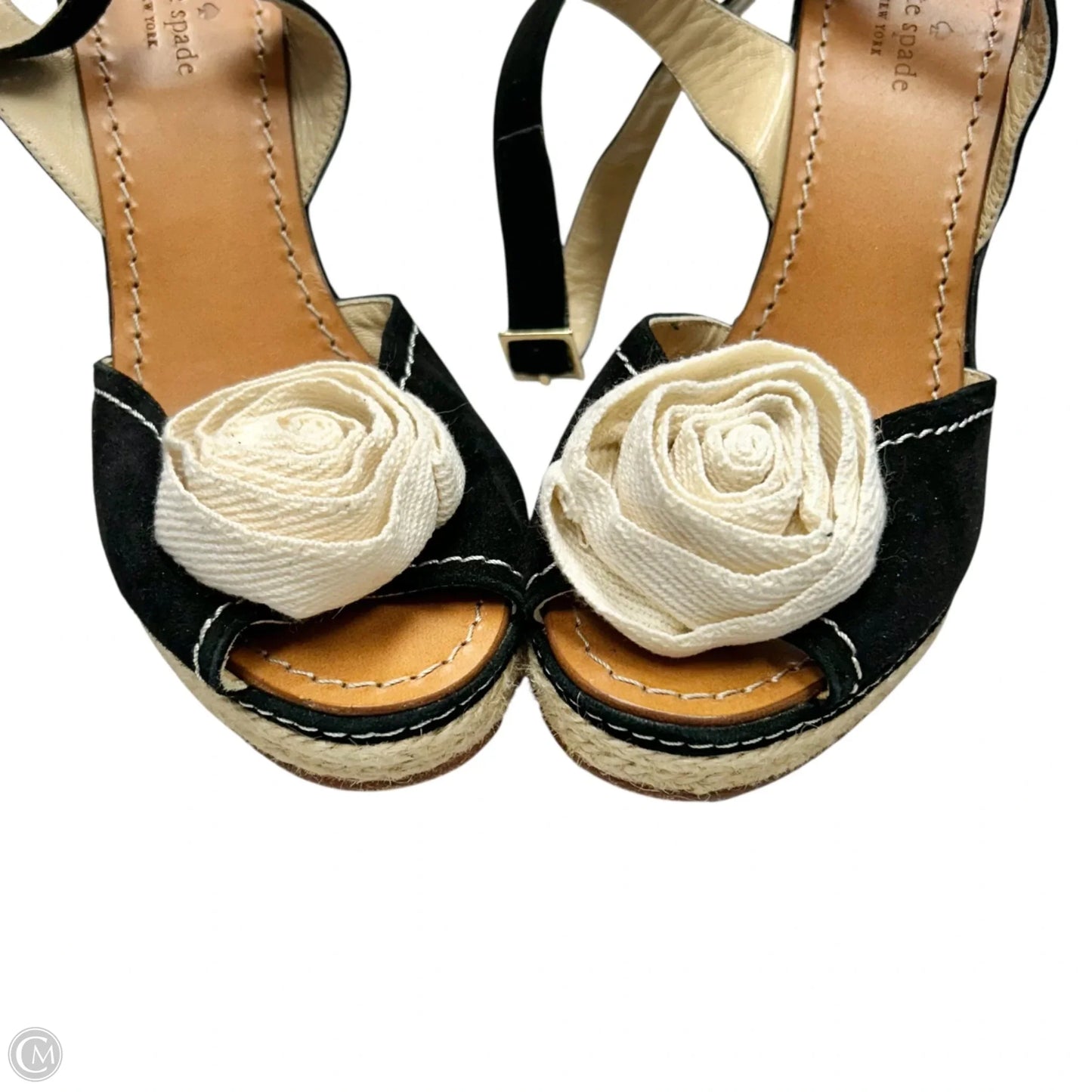 Sandals Designer By Kate Spade In Black & Cream, Size: 6.5