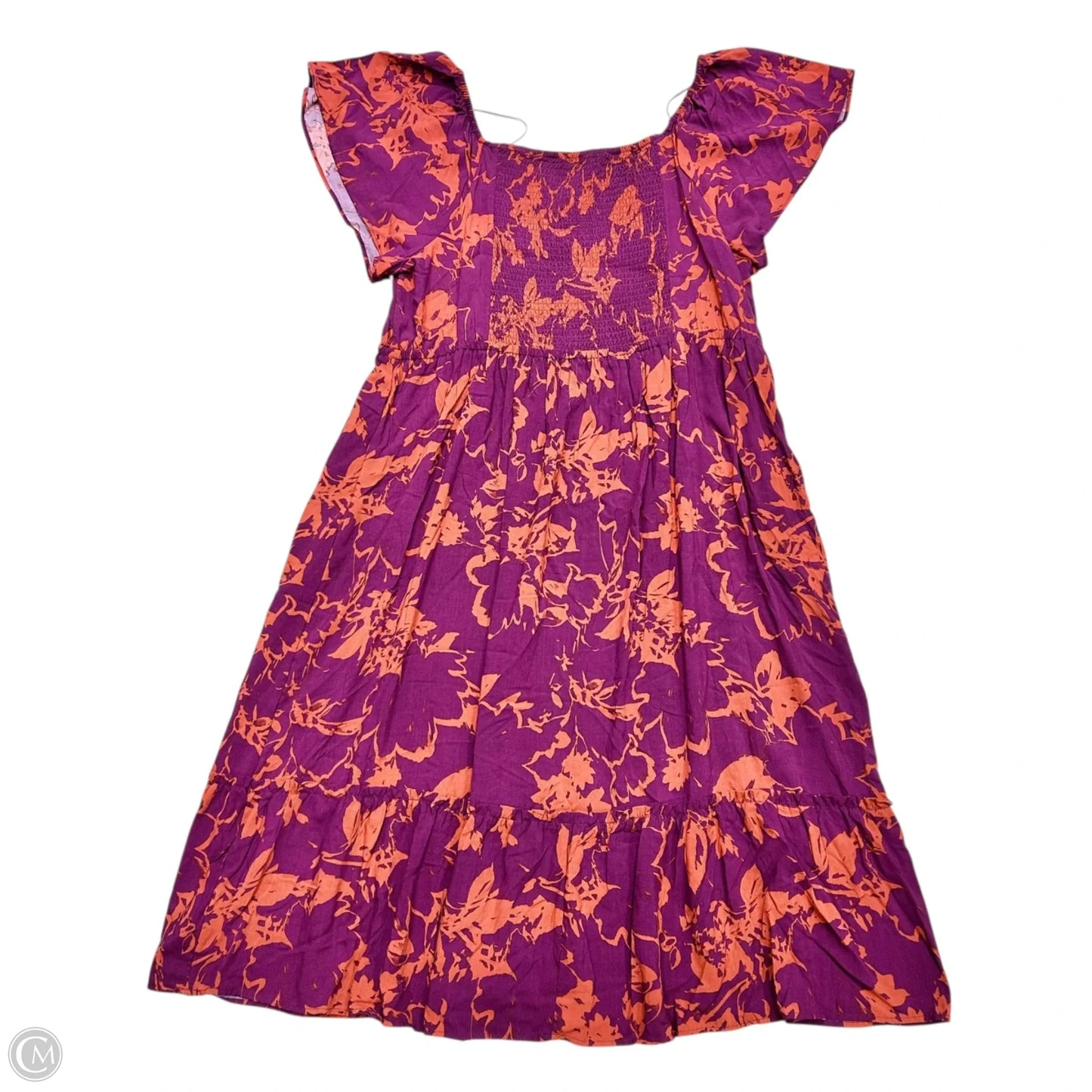 Dress Casual Midi By Terra & Sky In Orange & Purple, Size: 3x