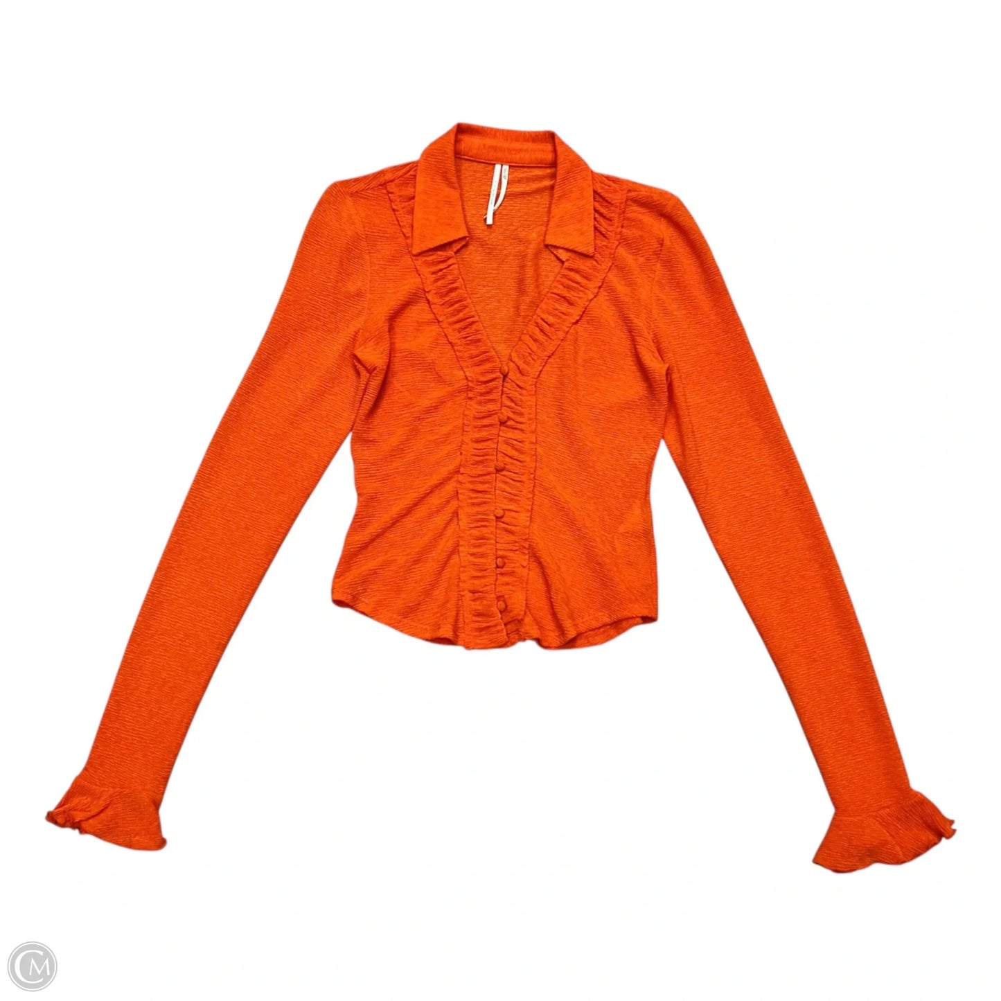 Top Long Sleeve By Anthropologie In Orange, Size: Xs