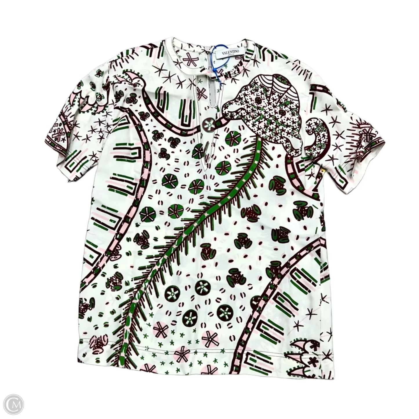 Top Short Sleeve Luxury Designer By Valentino-garavani In Pink & White, Size: S