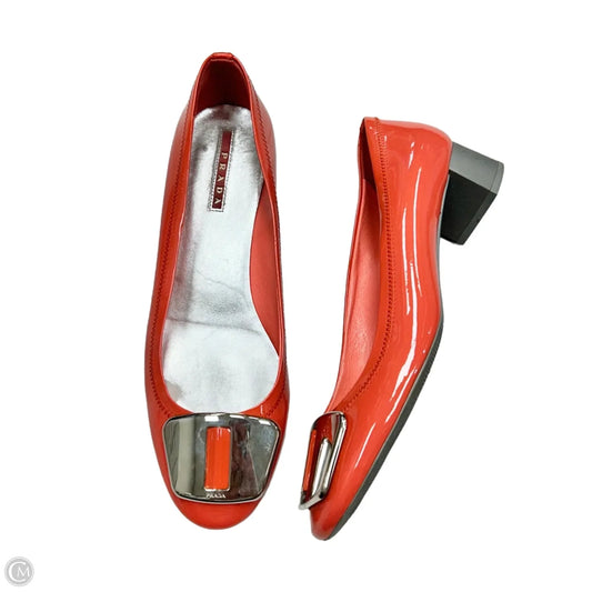 Shoes Luxury Designer By Prada In Orange, Size: 6.5