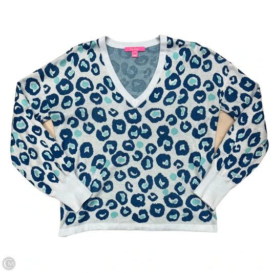 Sweater Cardigan Designer By Lilly Pulitzer In Blue, Size: L