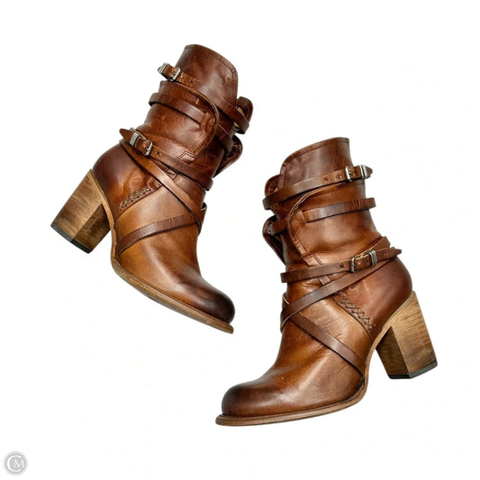 Boots Mid-calf Heels By Freebird In Brown, Size: 9