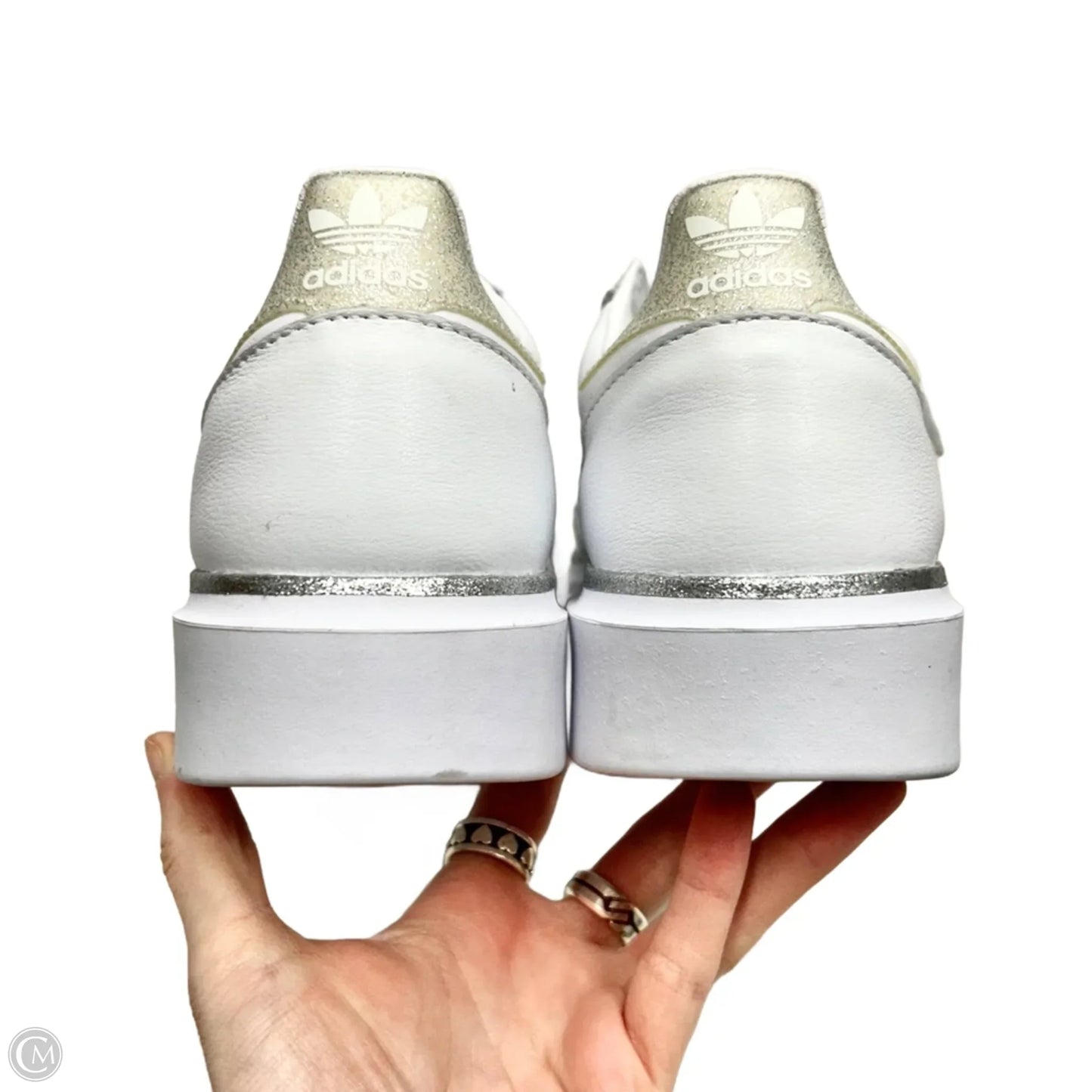 Shoes Sneakers Platform By Adidas In Silver & White, Size: 9.5