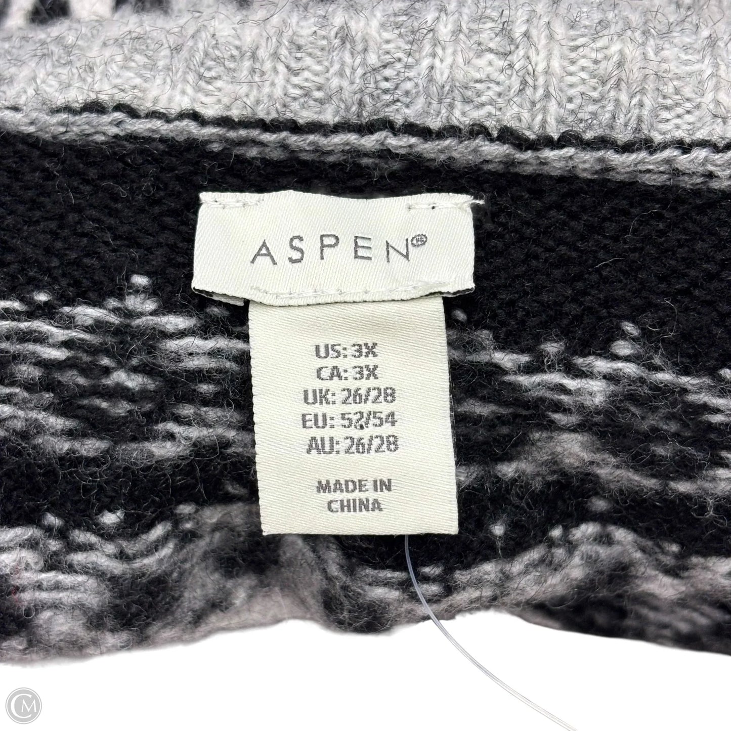 Sweater By Aspen In Black & Grey, Size: 3x
