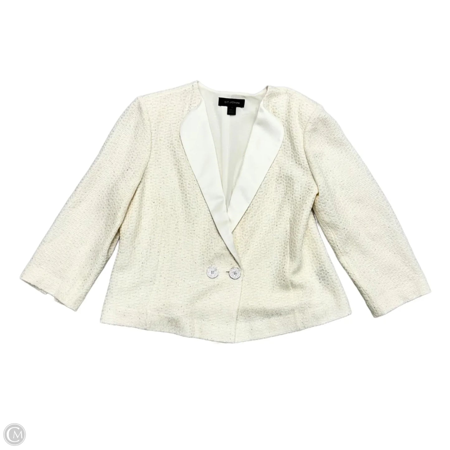 Blazer Luxury Designer By St John Collection In Ivory, Size: L