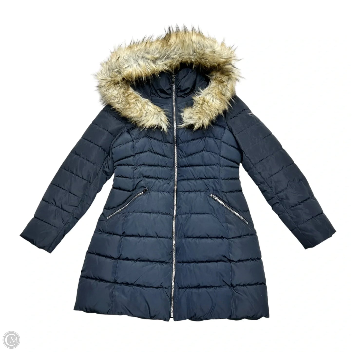 Coat Puffer & Quilted By Laundry In Navy, Size: M