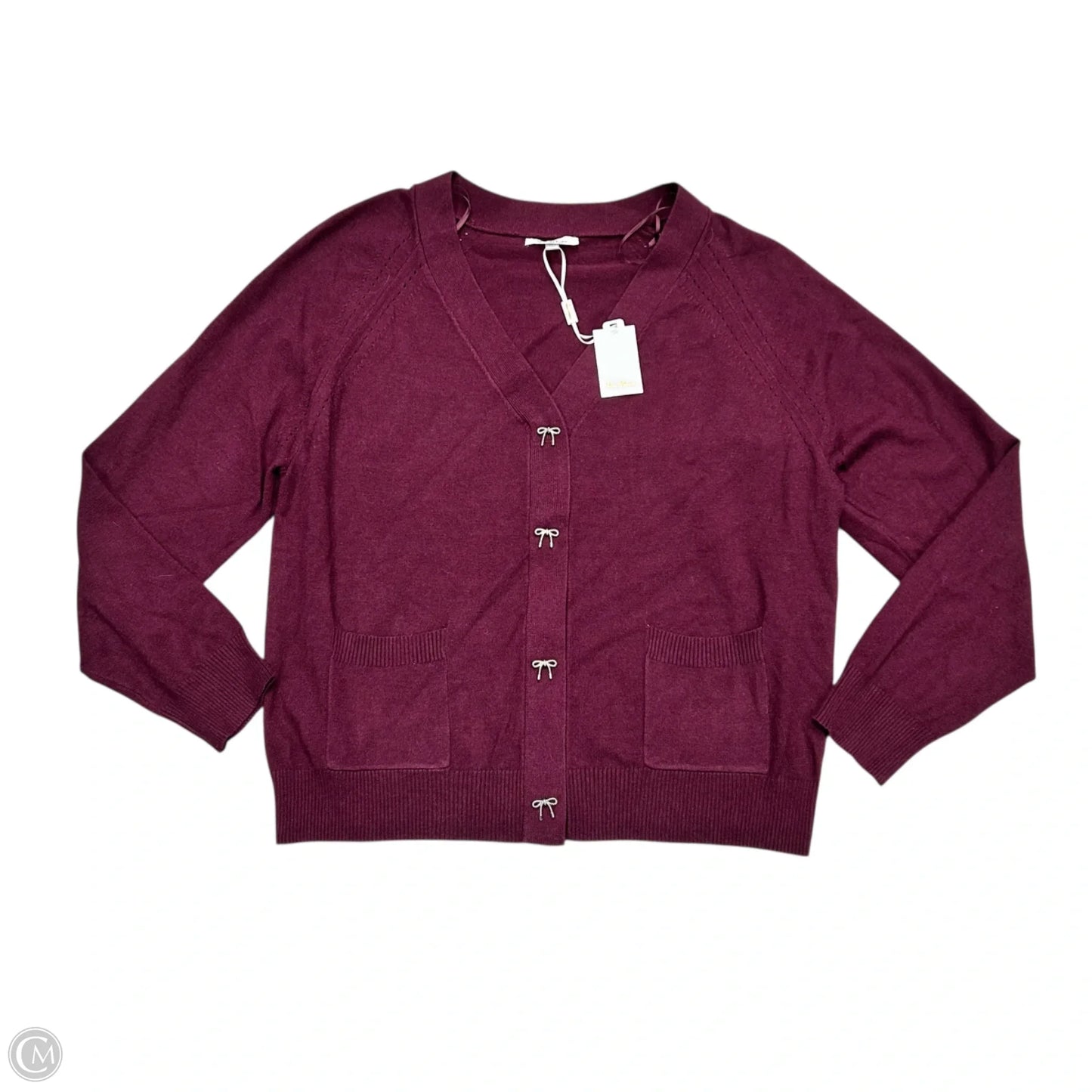 Sweater Cardigan By Vila Milano In Maroon, Size: L