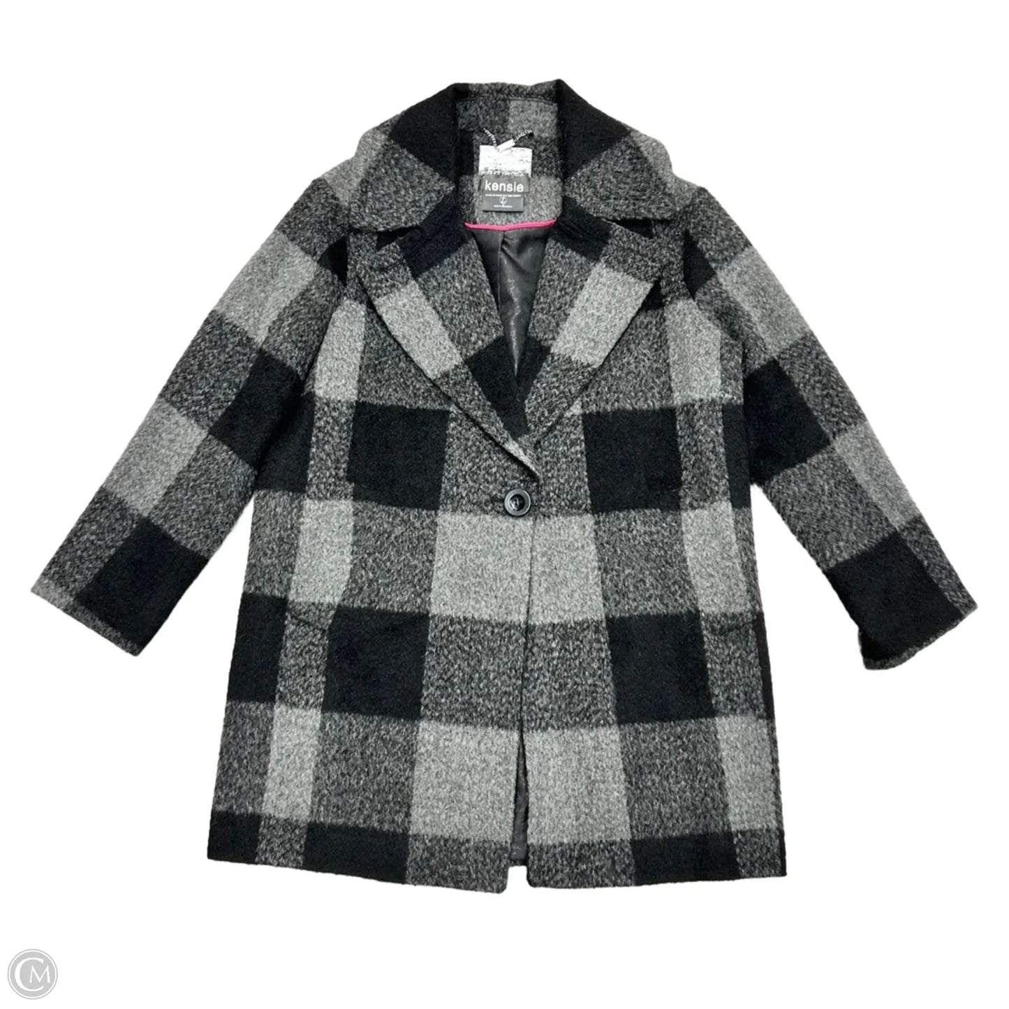 Coat Peacoat By Kensie In Black & Grey, Size: L