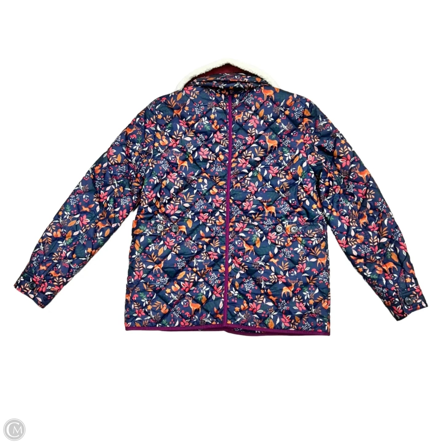 Jacket Puffer & Quilted By Talbots In Blue & Orange, Size: Xs