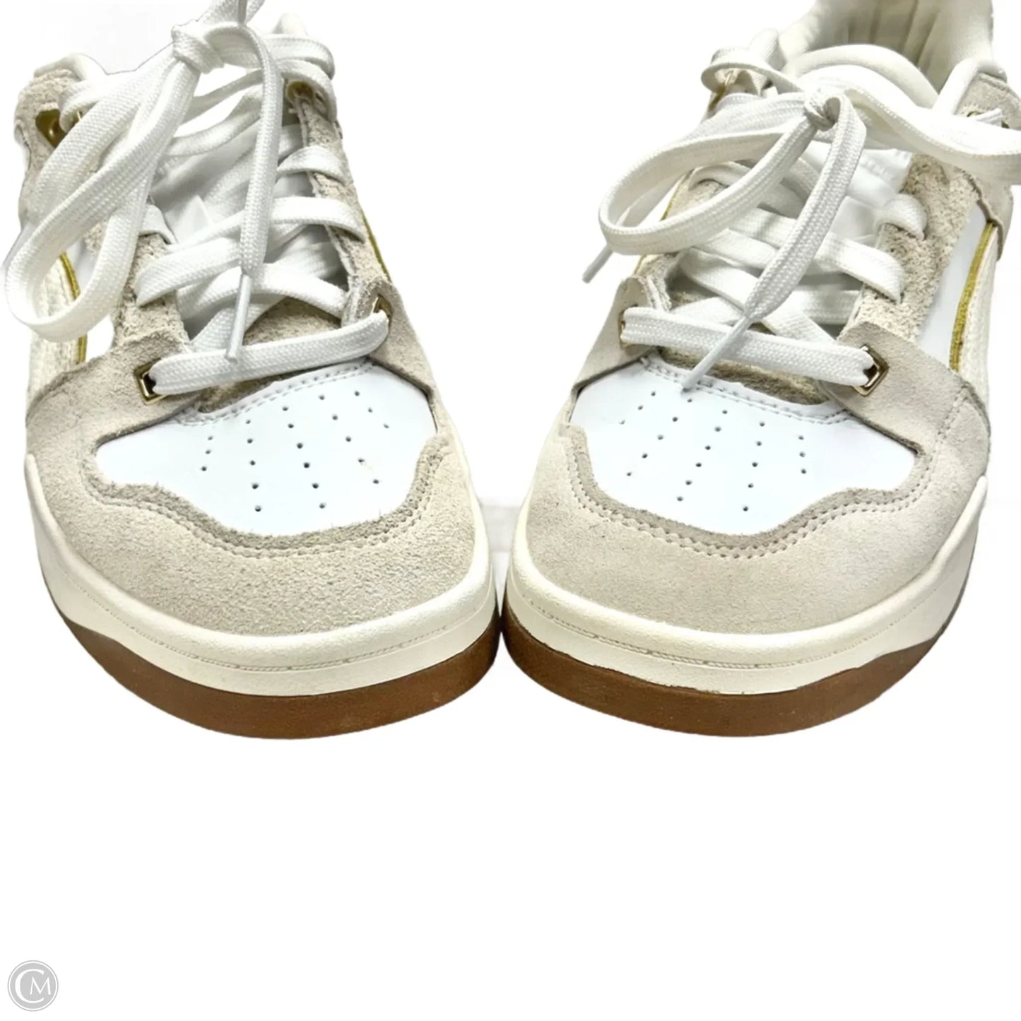 Shoes Sneakers By Puma In Gold & White, Size: 8