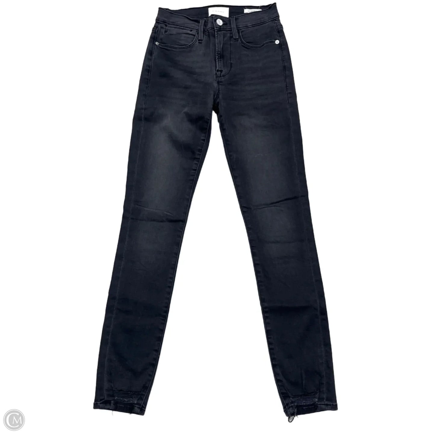 Jeans Skinny By Frame In Black Denim, Size: 0