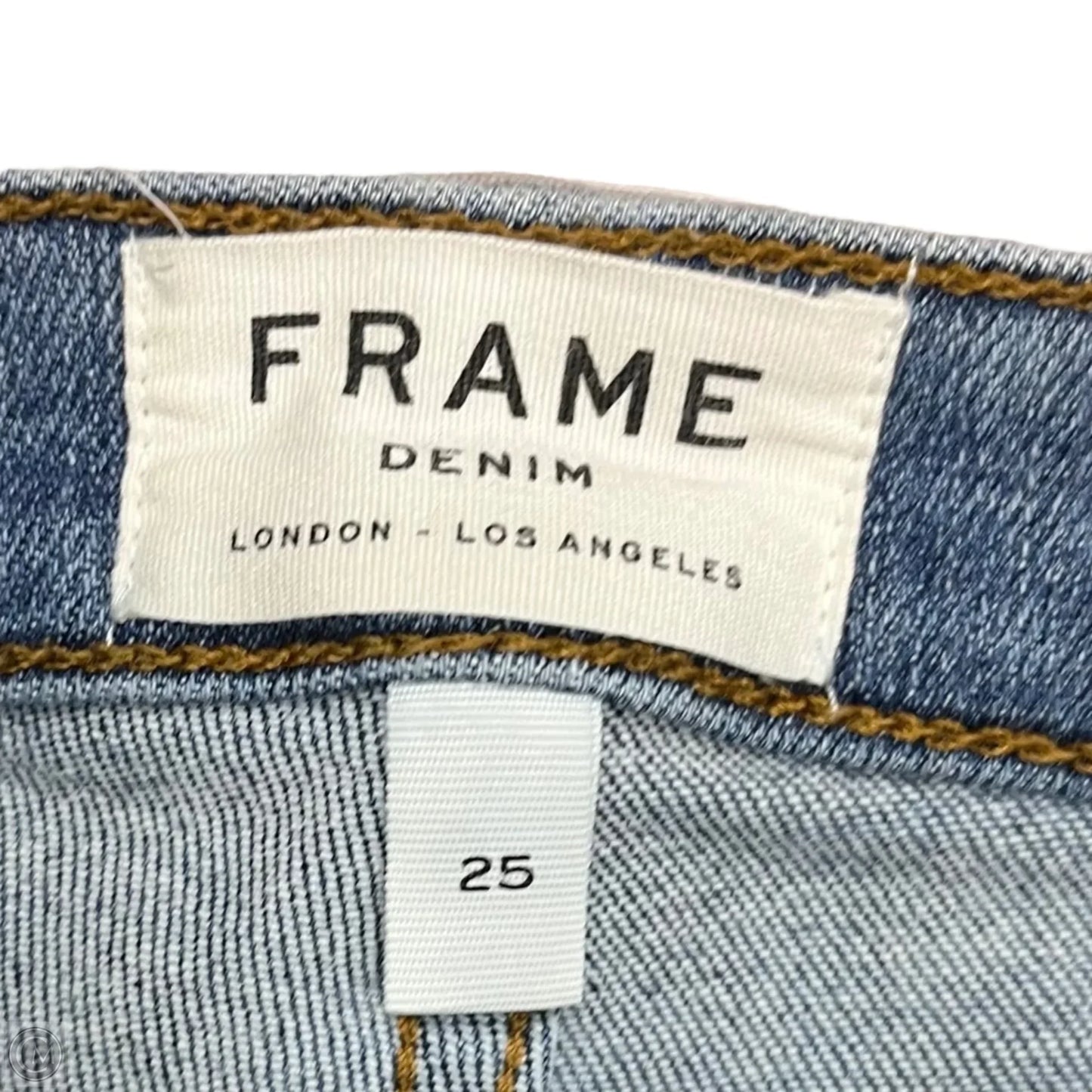 Jeans Skinny By Frame In Blue Denim, Size: 0