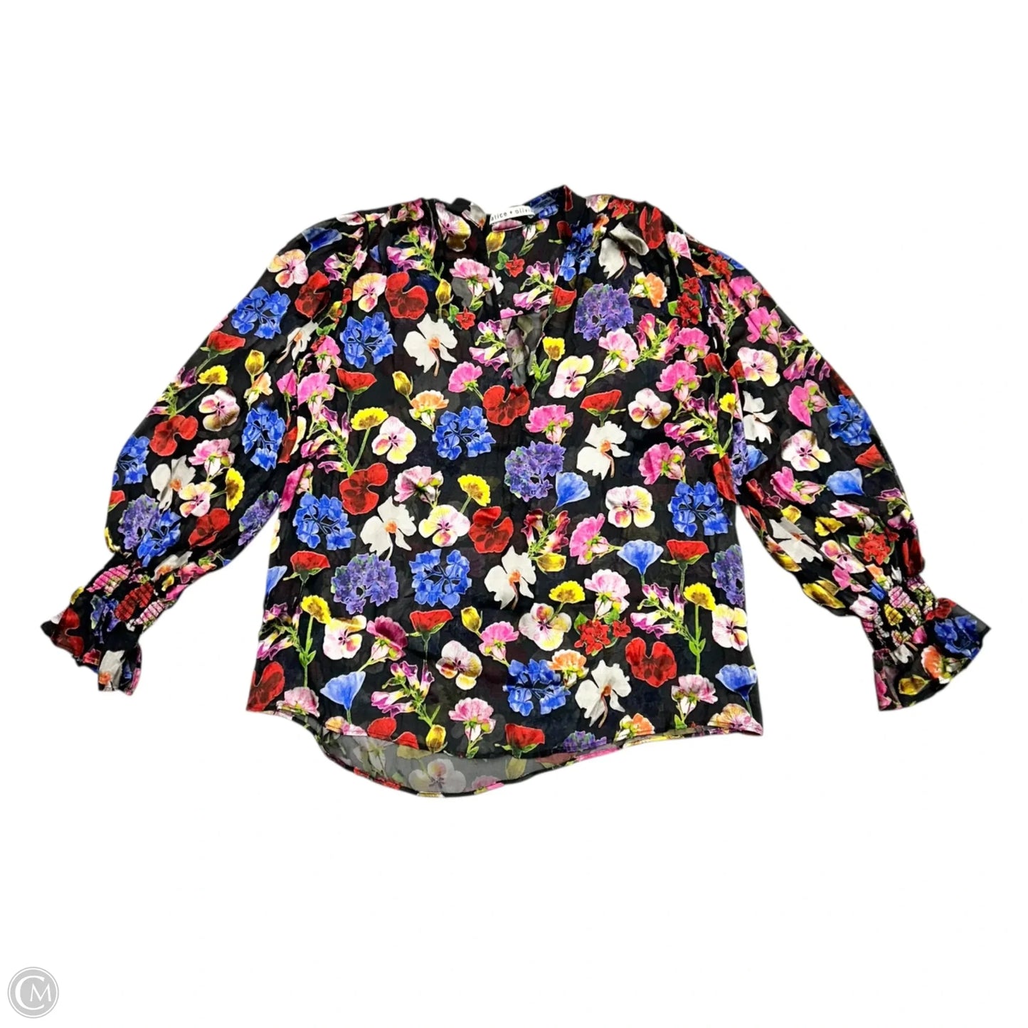 Top Long Sleeve Designer By Alice + Olivia In Floral Print, Size: S