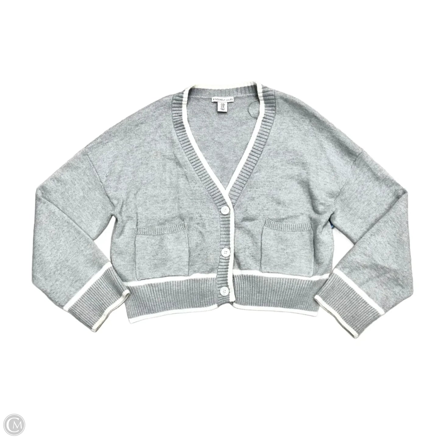 Sweater Cardigan By Sincerely Jules In Grey & White, Size: M