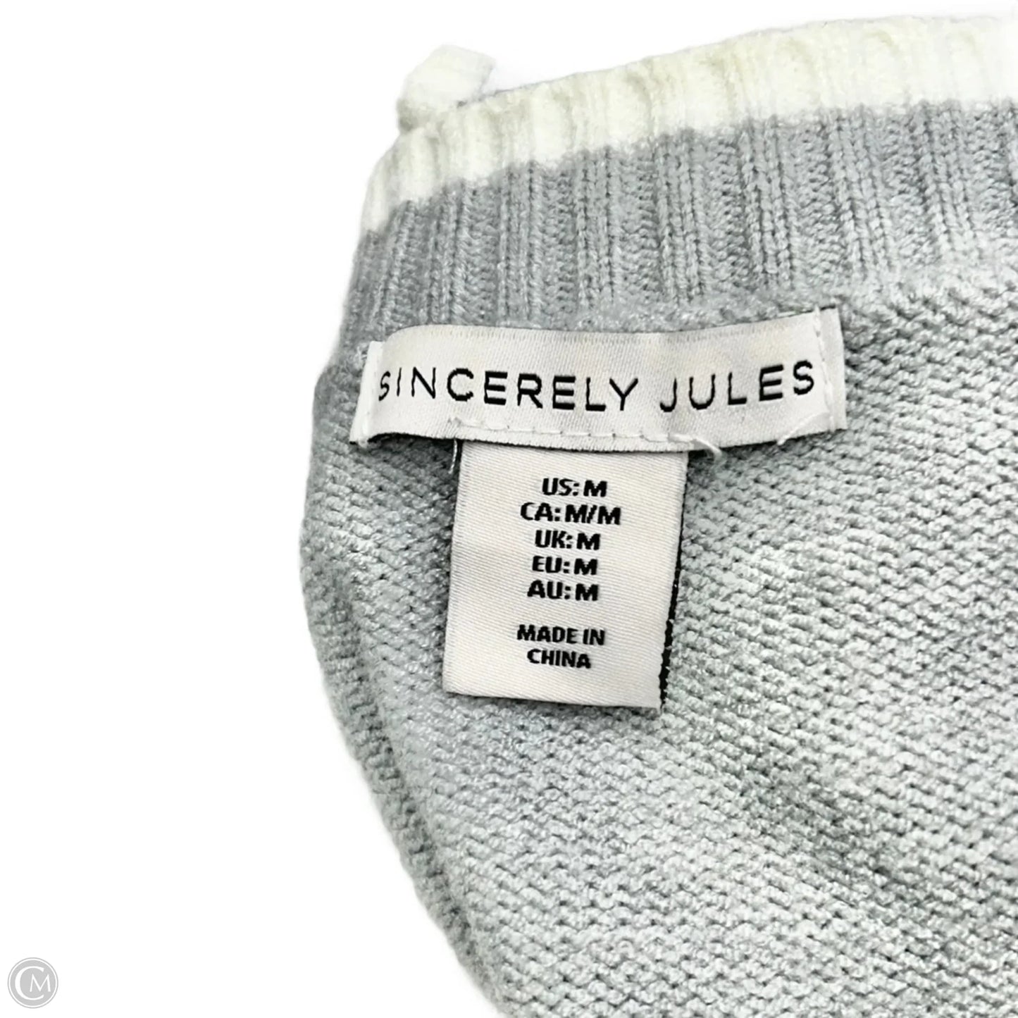 Sweater Cardigan By Sincerely Jules In Grey & White, Size: M