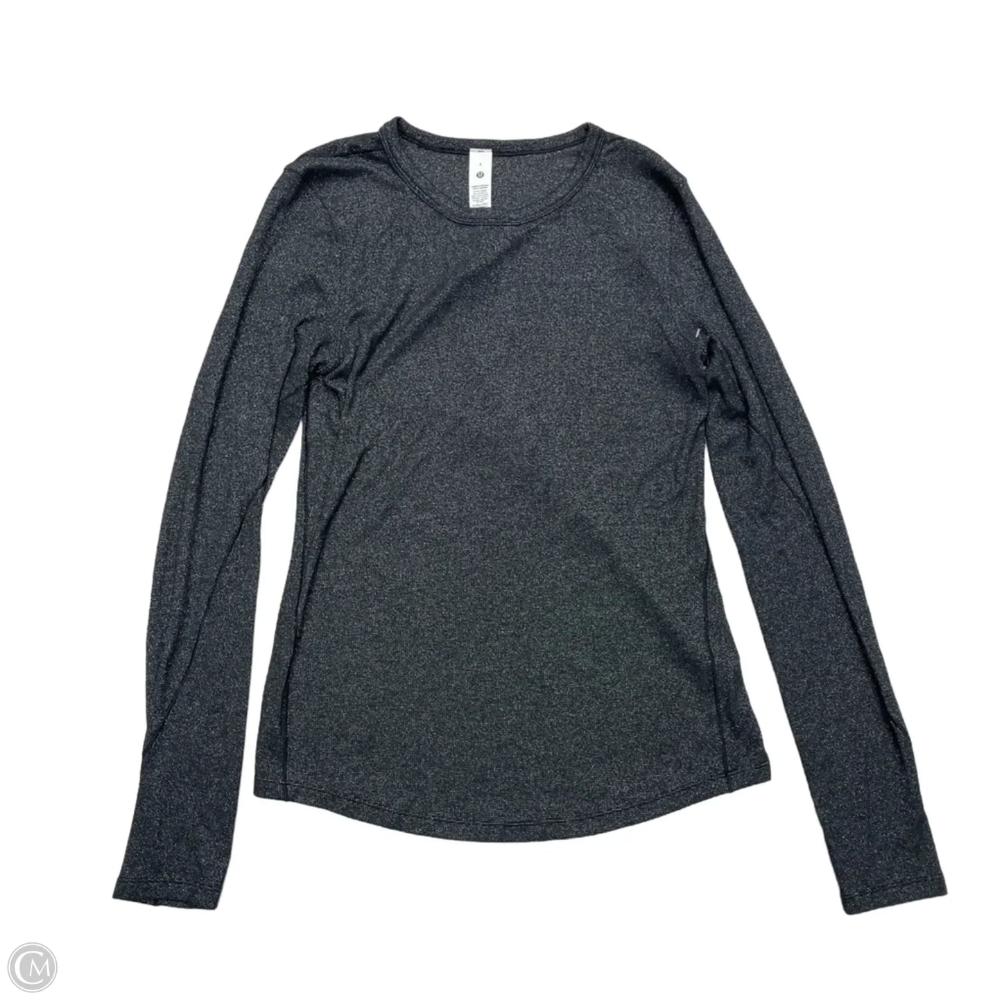 Athletic Top Long Sleeve Crewneck By Lululemon In Black & Silver, Size: M