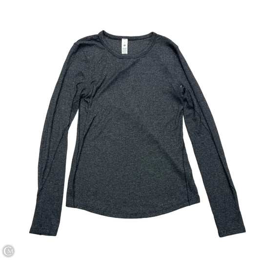 Athletic Top Long Sleeve Crewneck By Lululemon In Black & Silver, Size: M