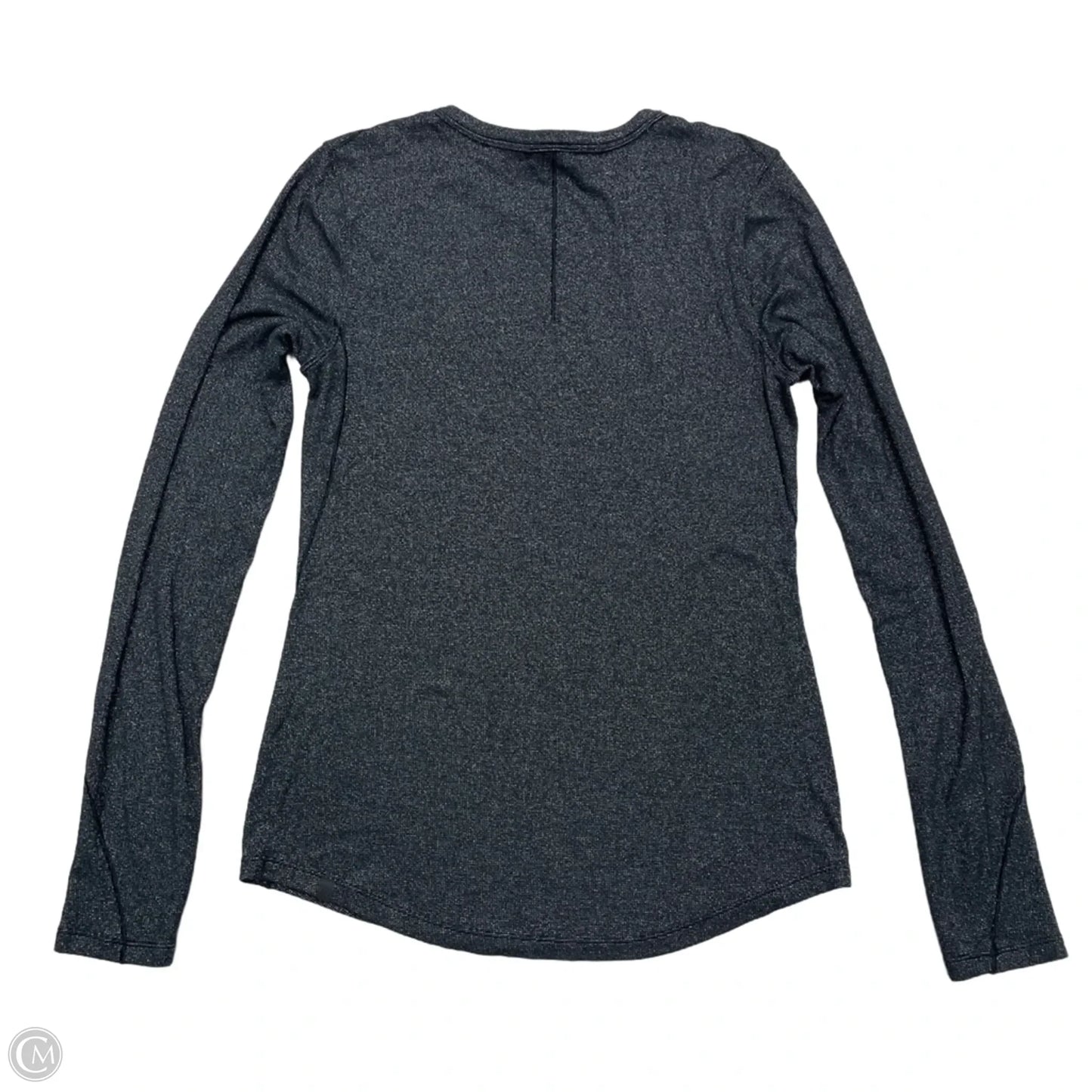 Athletic Top Long Sleeve Crewneck By Lululemon In Black & Silver, Size: M