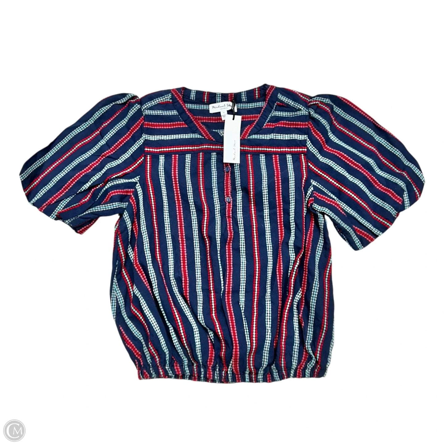 Top Short Sleeve By Michael Stars In Blue & Red, Size: S