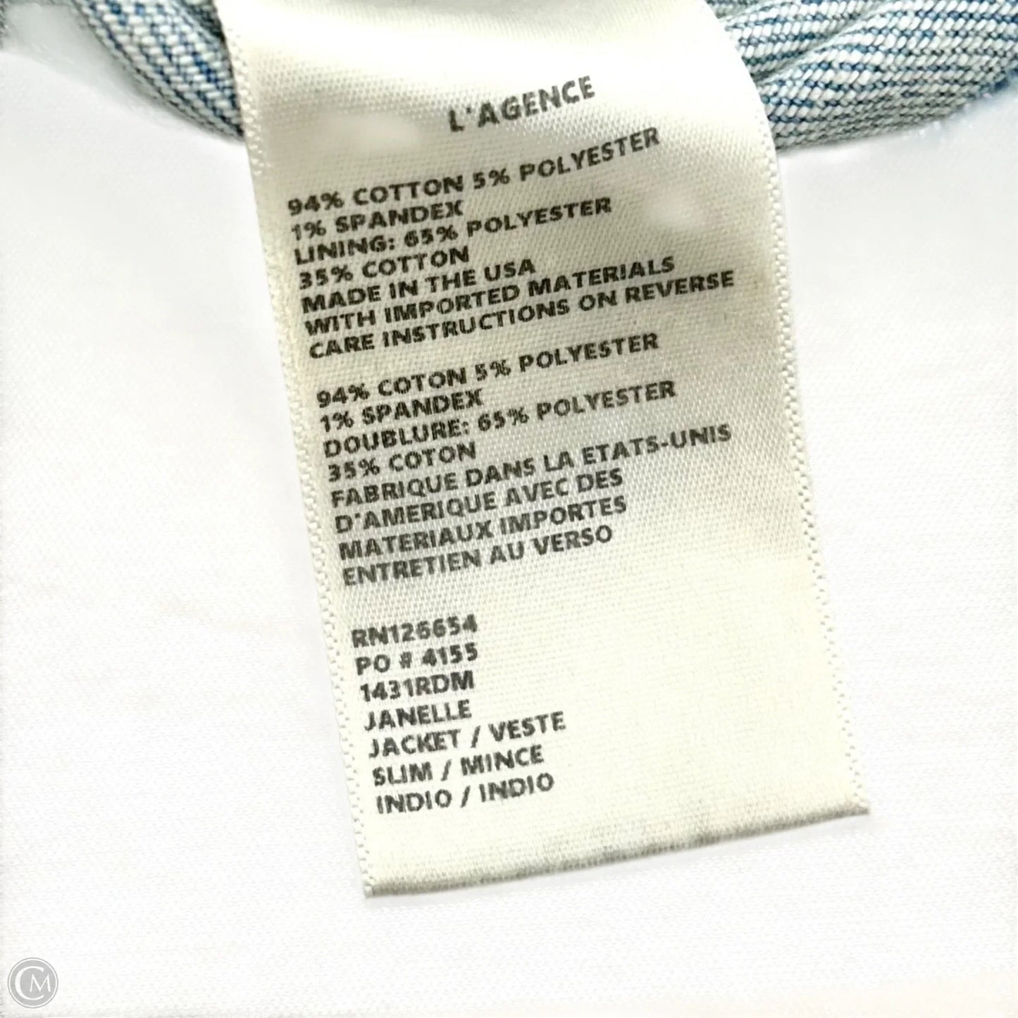 Jacket Denim By L Agence In Blue Denim, Size: M